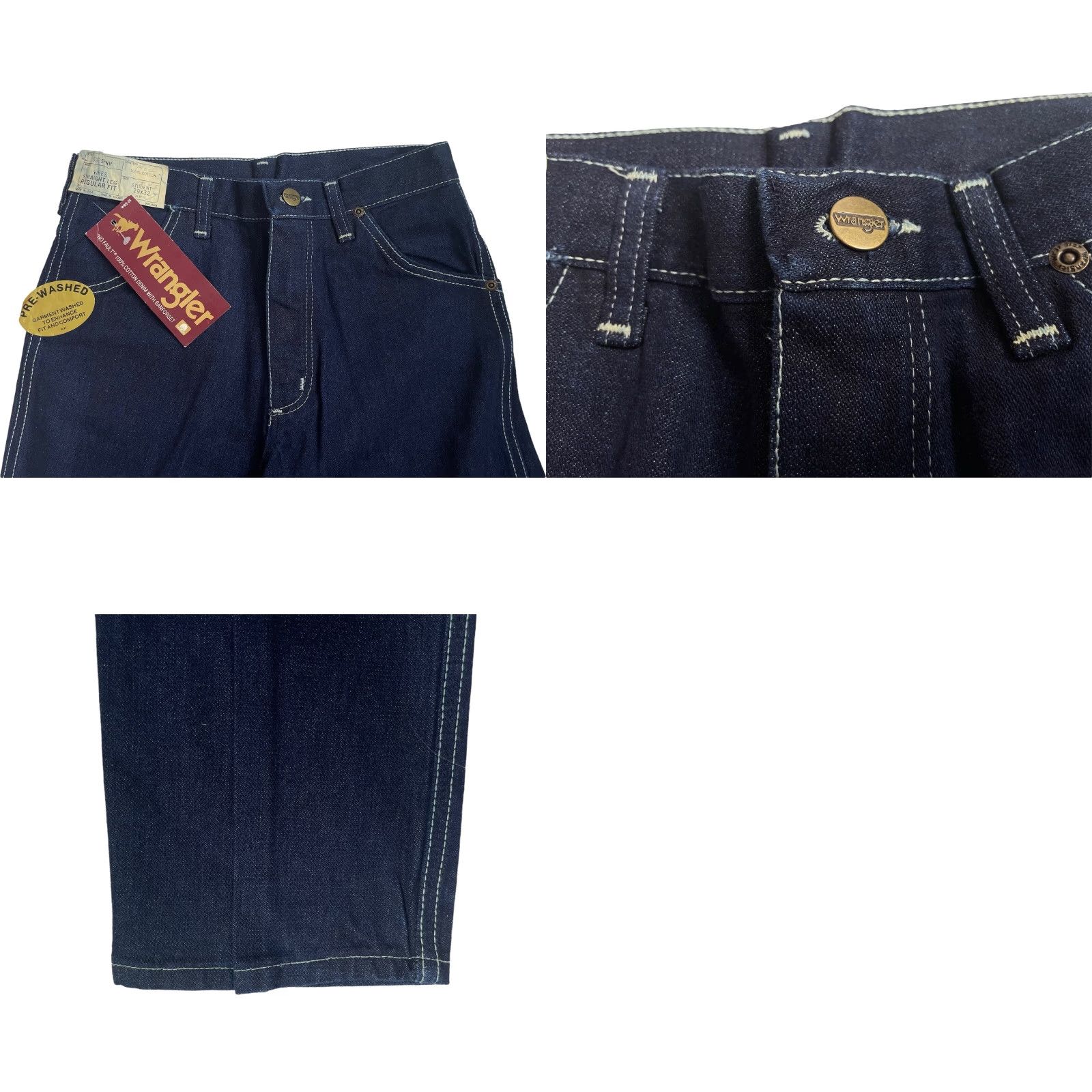 Wrangler VINTAGE Wrangler Jeans Straight Navy 29x32 Deadstock NWT USA Belt Loops Men Jeans 80s Vintage Style Size US 29 - 8 Thumbnail