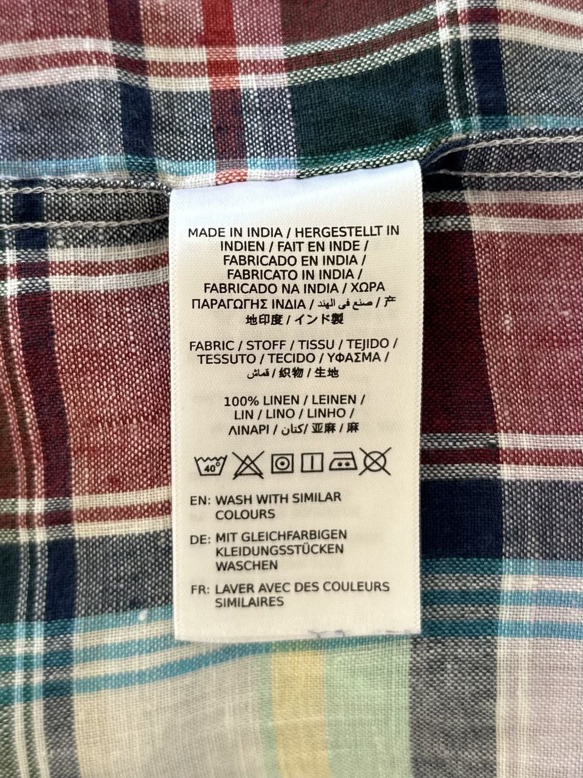 Flannel × Gant GANT 100% Linen Plaid Logo Shirt Short Sleeve Men's Size L Size US L / EU 52-54 / 3 - 5 Thumbnail