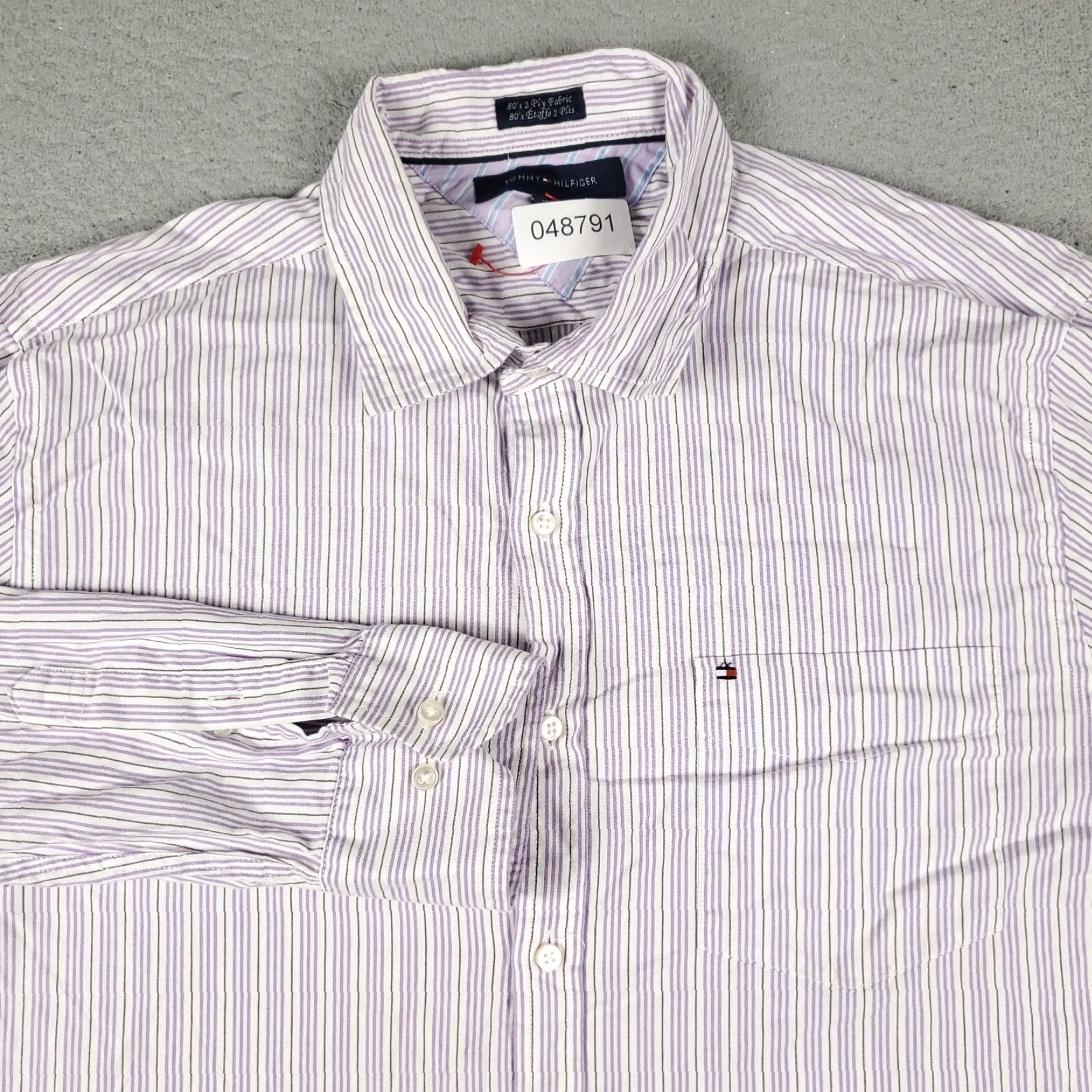 Tommy Hilfiger Tommy Hilfiger Shirt Mens L Purple Striped Button-Up Long Sleeve Casual Business Formal Party/Cocktail Workwear Size US L / EU 52-54 / 3 - 2 Thumbnail