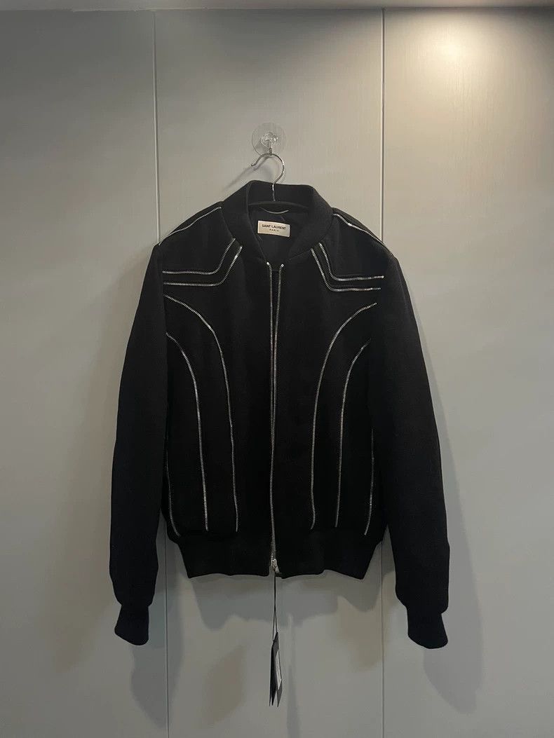 Saint Laurent Paris Saint Laurent Paris Wool silver zipper suit jacket-2506 Size US S / EU 44-46 / 1 - 1 Thumbnail
