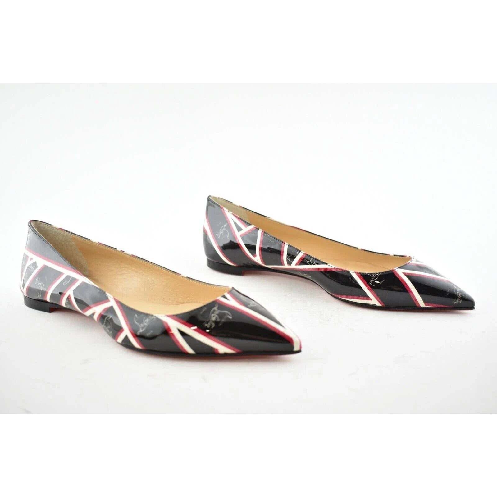 Christian Louboutin Christian Louboutin Ballalla Flat Patent Ribbon Black Red Size US 7 / IT 37 - 4 Thumbnail