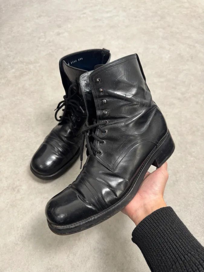 Dolce & Gabbana 2000s Dolce & Gabbana Army Black Leather Lace-Up Boots Size US 7.5 / EU 40-41 - 1 Thumbnail