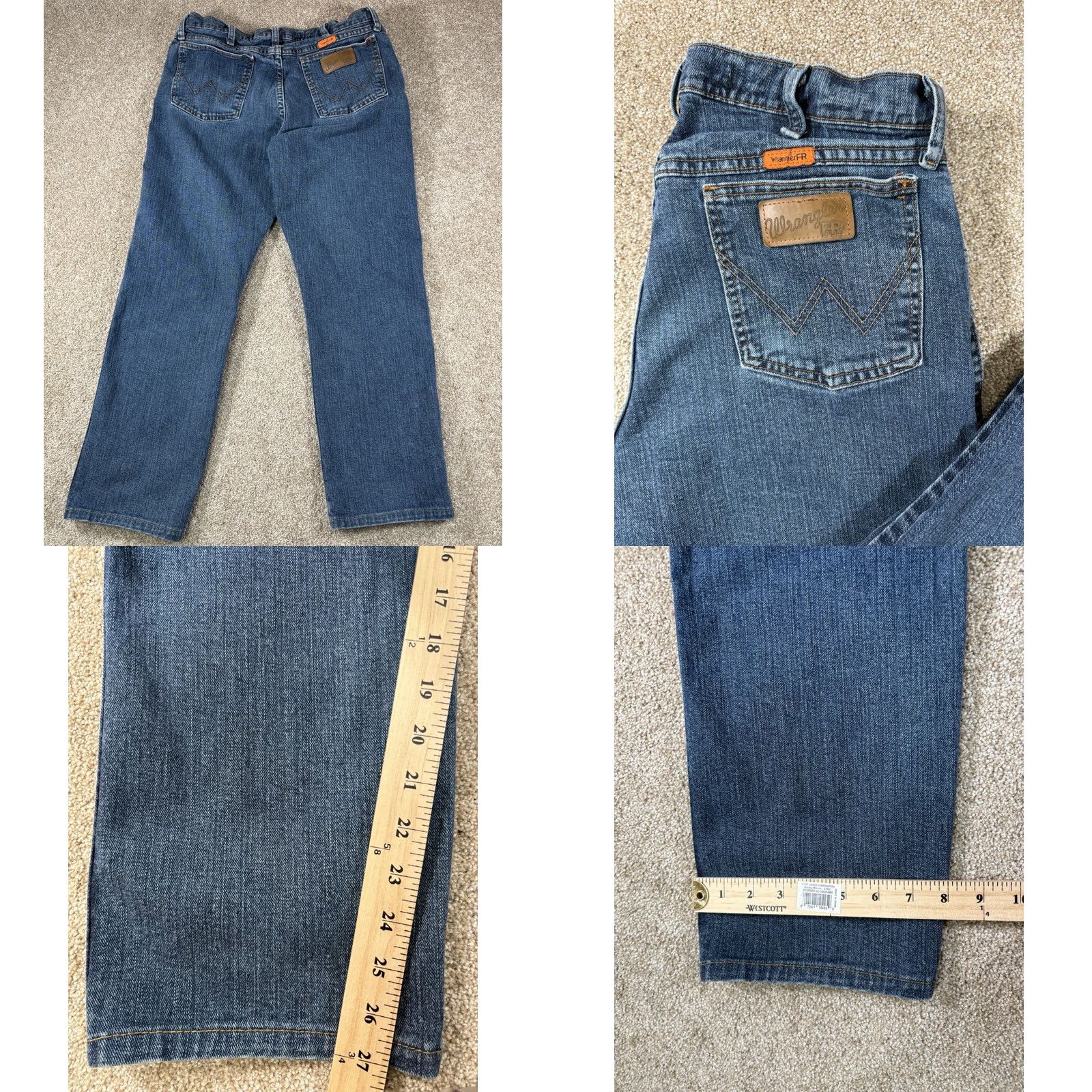 Wrangler Wrangler Jeans Denim Advanced Comfort Wrangler FR • Jeans • Men • 31x27 • Blue • Cotton Blend • Straight • Regular • 27 Inseam • 1990s? Size US 31 - 8 Thumbnail