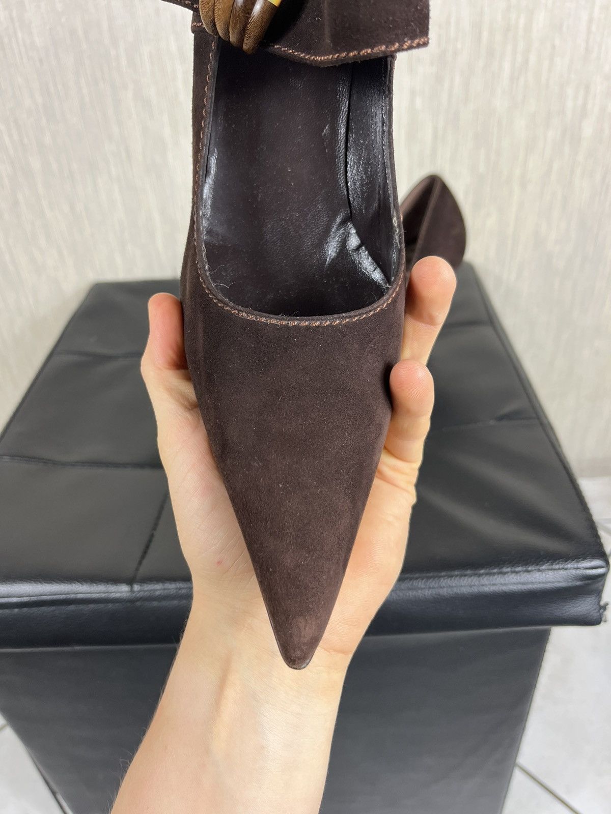 Escada Vintage Escada suede velvet pumps heels shoes avant garde Size US 9.5 / IT 39.5 - 7 Thumbnail