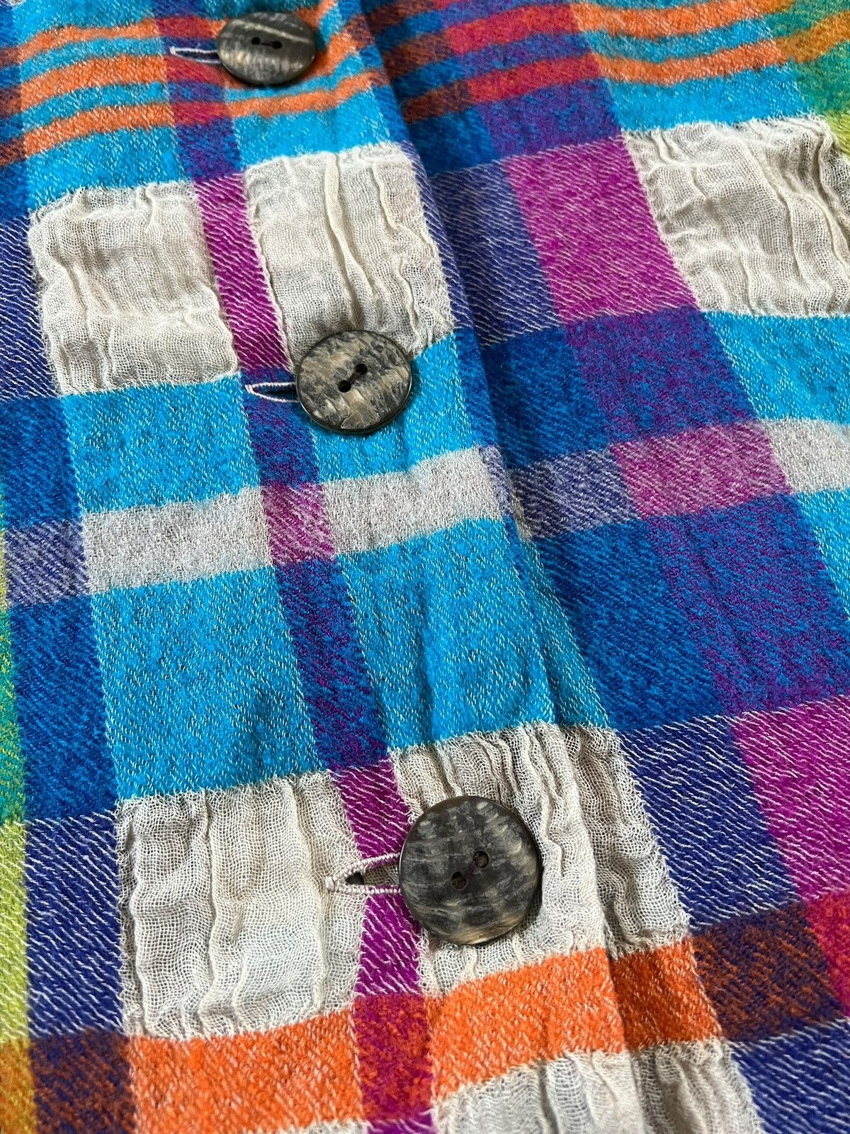 Issey Miyake M. & Kyoko Multicolor Plaid Wool Textured Coats Size M / US 6-8 / IT 42-44 - 7 Thumbnail