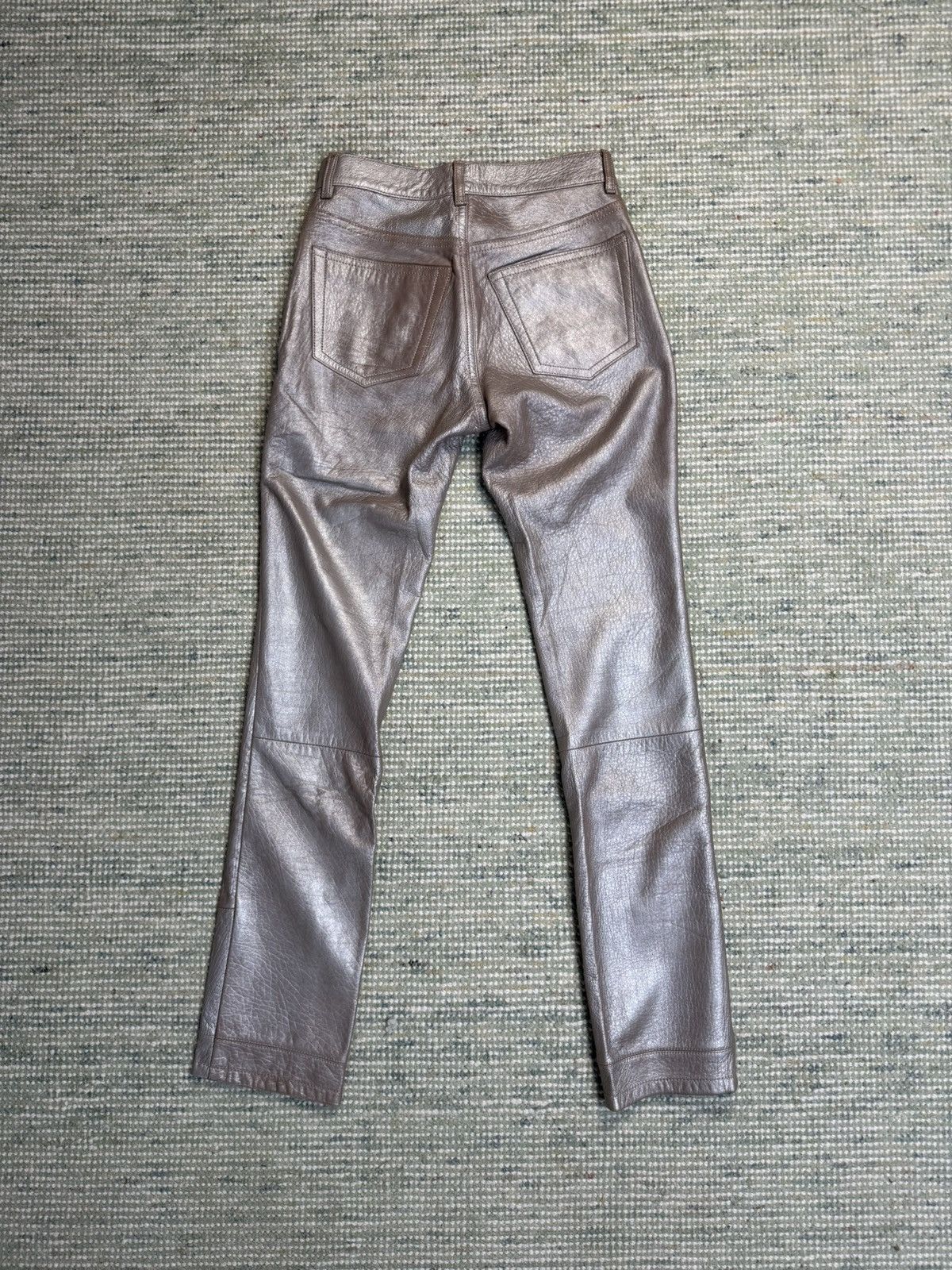 Helmut Lang Rare 1999 Helmut Lang Astro Silver Leather Pants Size 27 Size 27" / US 4 / IT 40 - 2 Thumbnail