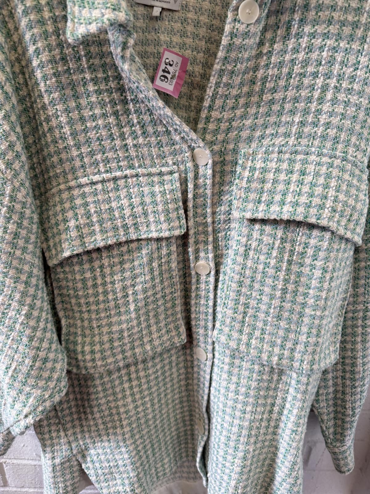 Zara ZARA Green Houndstooth Overshirt Jacket Size 34R - 4 Thumbnail