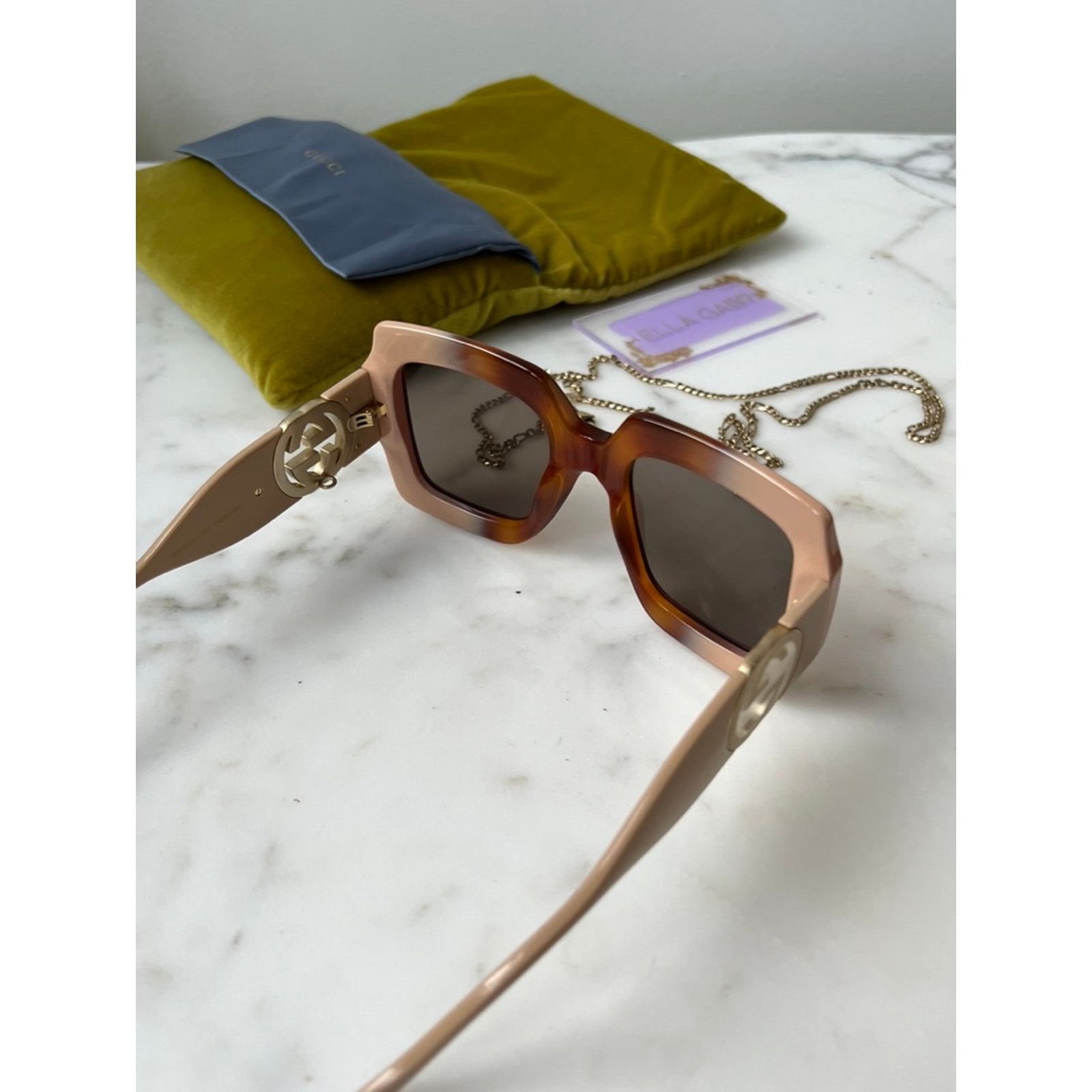 Gucci NEW Gucci GG1022S Brown Chain Oversized Logo Sunglasses Size ONE SIZE - 12 Thumbnail