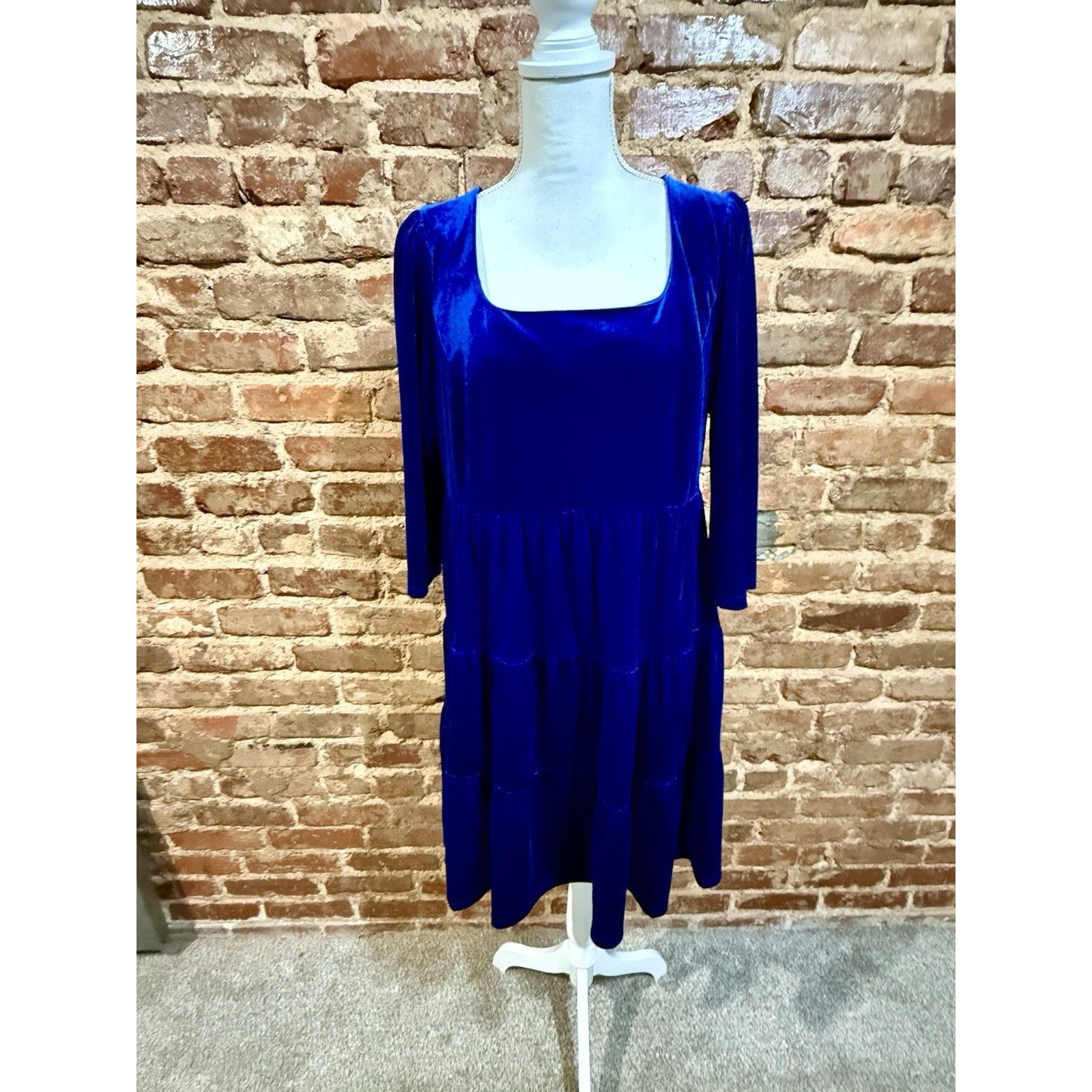 Other Madison Tara Women’s Sz 16 Blue Velvet Y2K Style Dress Size XXL / US 16-18 / IT 52-54 - 1 Thumbnail