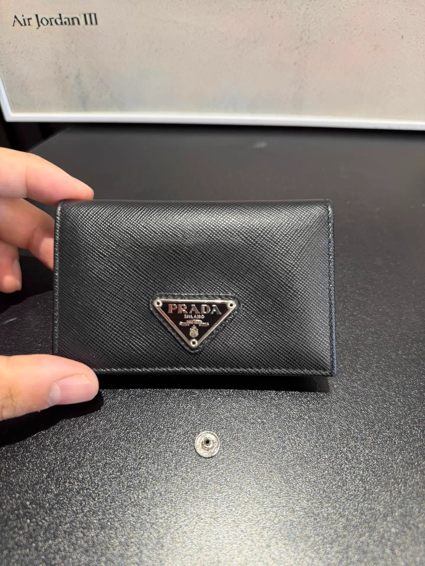 Prada Prada Black Cross-Grain Leather Cardholder Shiny Hardware Size ONE SIZE - 1 Thumbnail