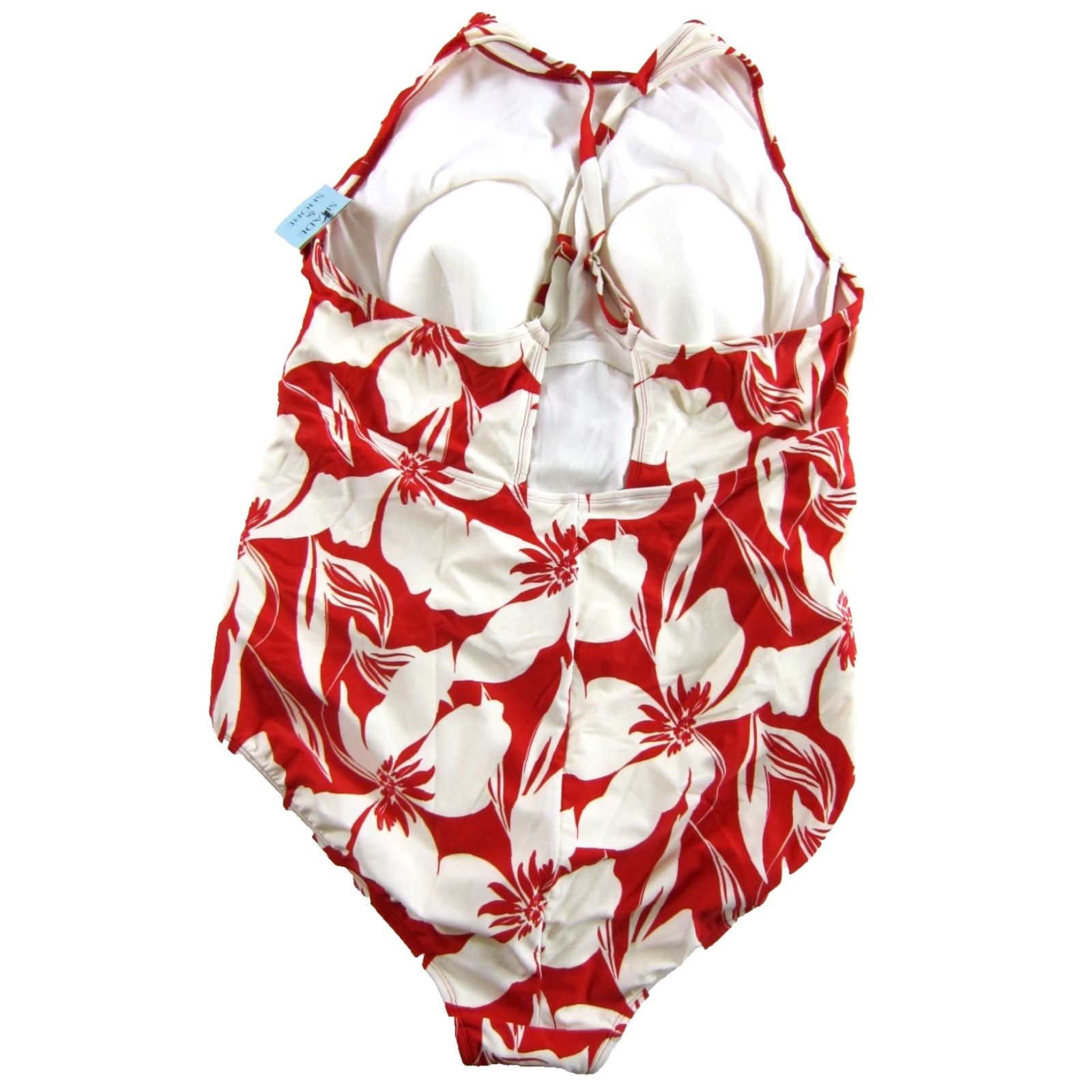 Vintage Shade & Shore NWT Red White Floral One Piece Swimsuit 24 Size ONE SIZE - 2 Thumbnail