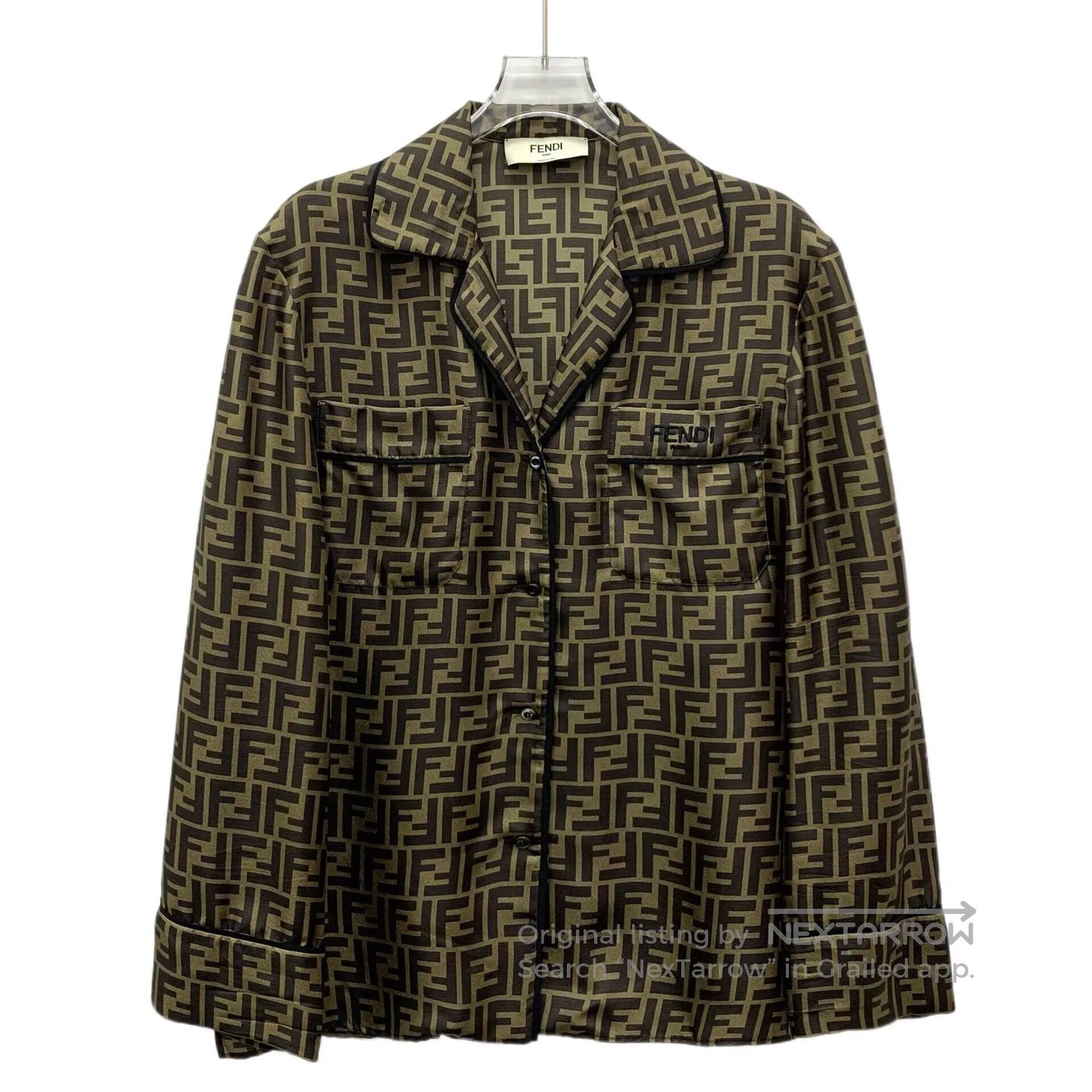 Fendi FENDI Dark Brown Double F Monogram Printed Mulberry Silk C Size S / US 4 / IT 40 - 1 Thumbnail