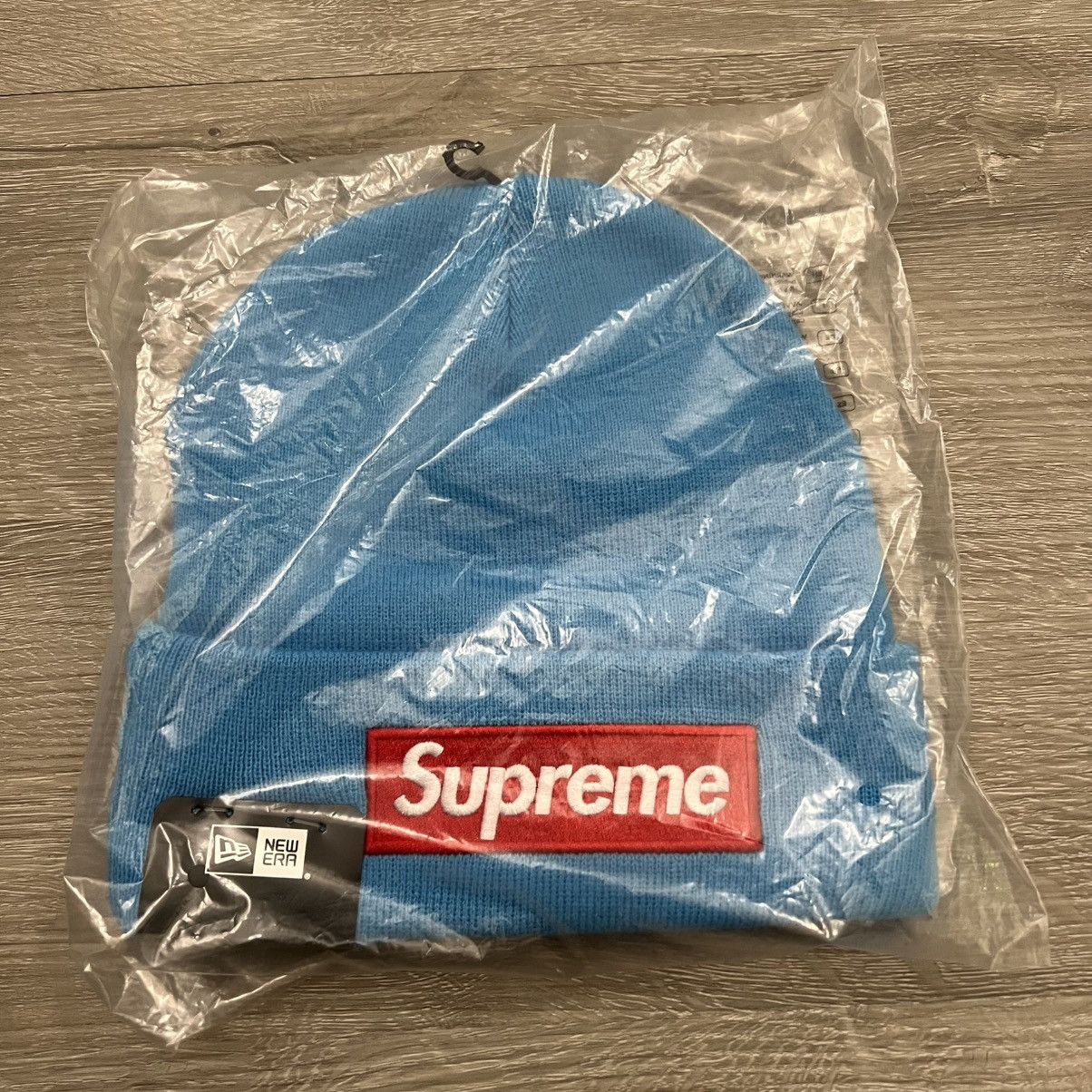 New Era × Supreme Supreme New Era Box Logo Beanie FW25 Cyan Size ONE SIZE - 12 Thumbnail