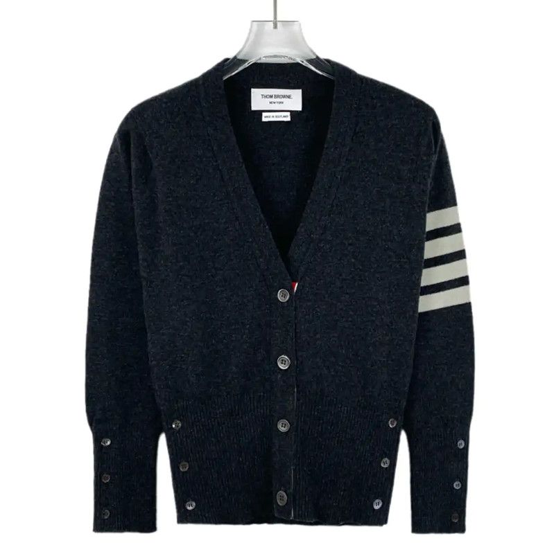Thom Browne Thom Browne Charcoal Wool Cardigan for Women 0089 Size M / US 6-8 / IT 42-44 - 1 Thumbnail