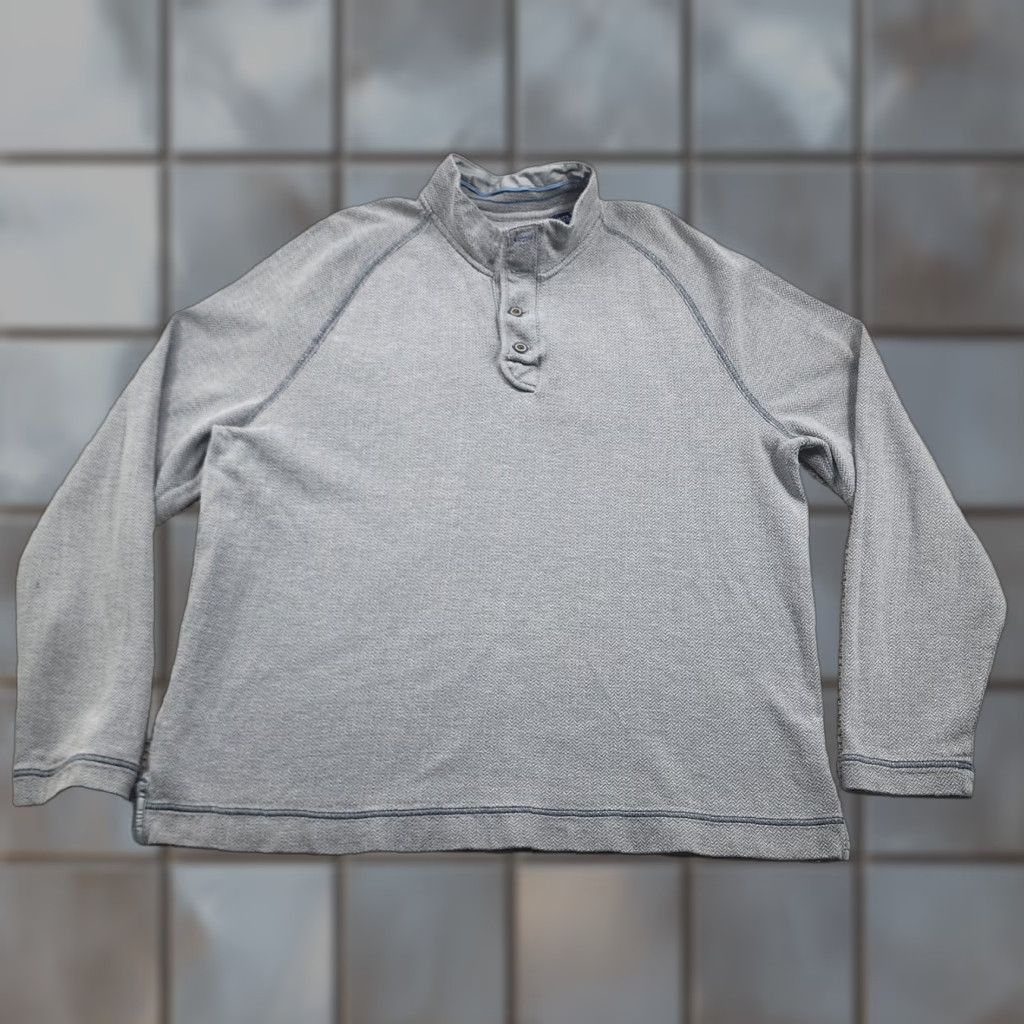 Tommy Bahama Tommy Bahama Sweater Mens 2XL Gray Henley Mock Neck Raglan Size US XXL / EU 58 / 5 - 1 Thumbnail