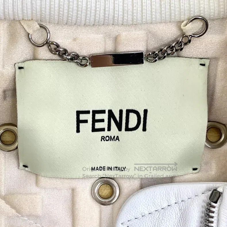 Fendi Fendi White double F embossed logo leather collar zip long Size XS / US 0-2 / IT 36-38 - 7 Thumbnail
