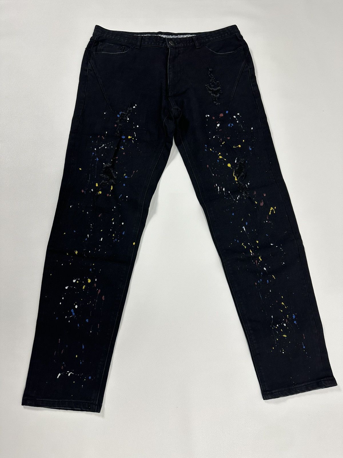 NUMBER(N)INE CRASH PAINT SKINNY Lサイズ L] Number Nine Distressed Denim Jeans Black – StylisticsJapan.com