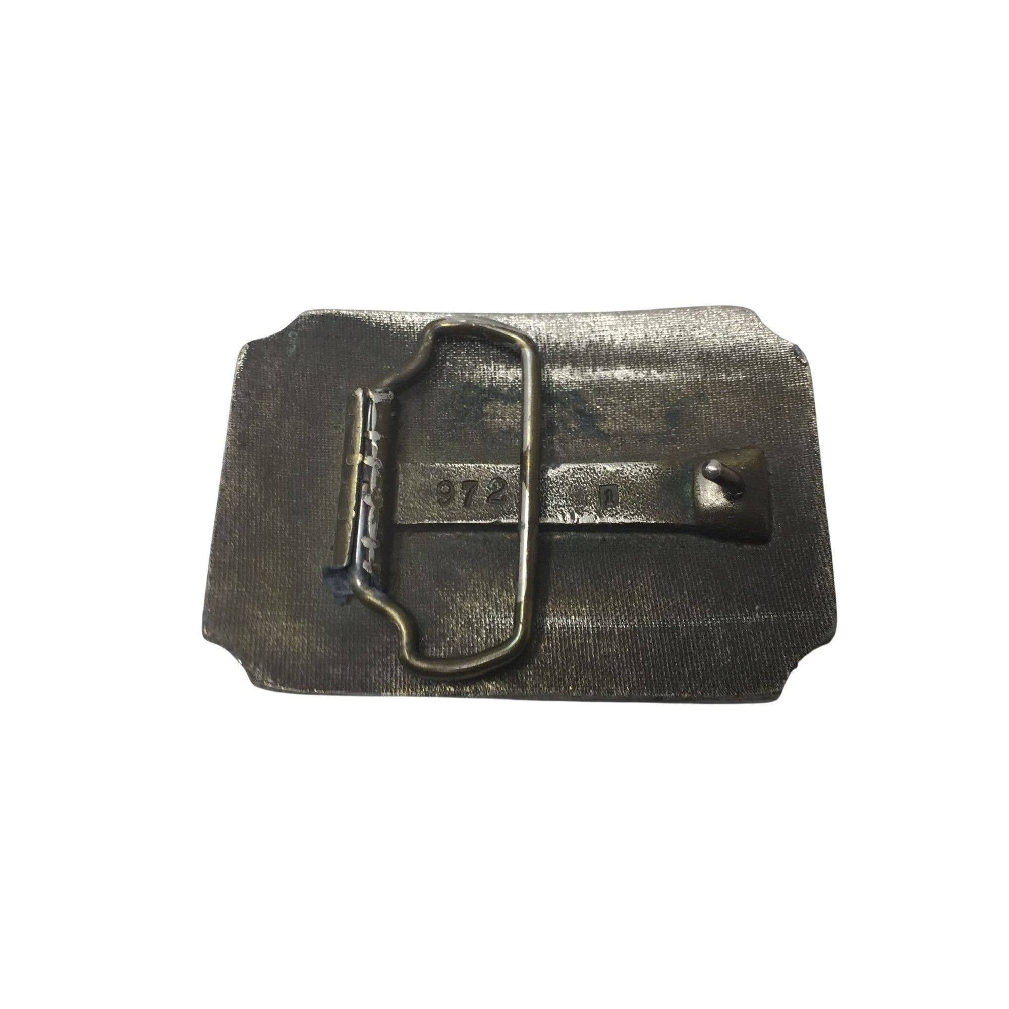 Other Vintage Silver and Green Men's Metal Belt Buckle with Two Fl Size ONE SIZE - 2 Thumbnail