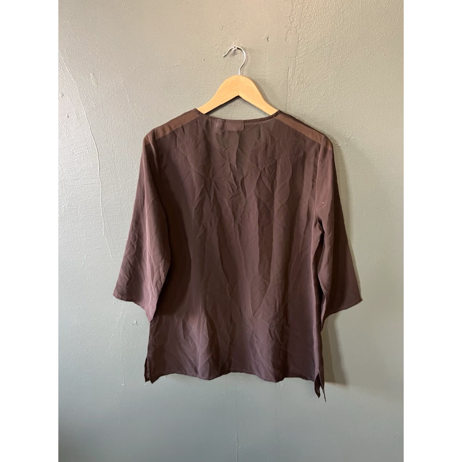 Vintage Chicos Blouse Shirt 3/4 Sleeve Pullover Brown Size 1 Womens Plus Tunic Size XS / US 0-2 / IT 36-38 - 2 Thumbnail