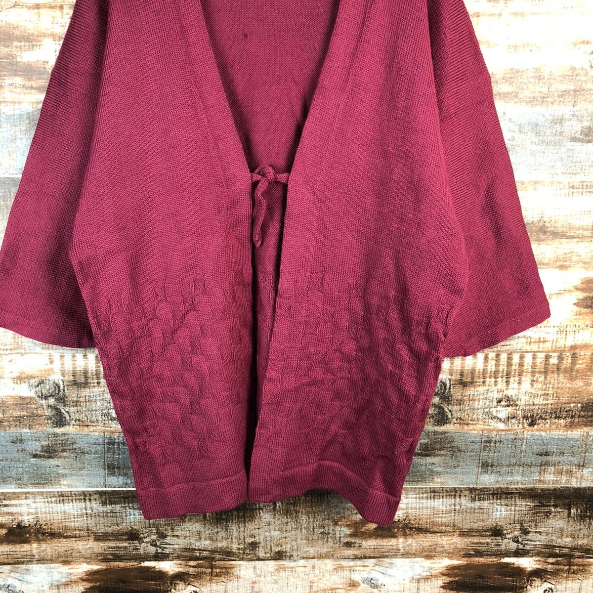 Vintage Japan vintage cardigan Maroon Kimono #A2487 Size US L / EU 52-54 / 3 - 3 Thumbnail