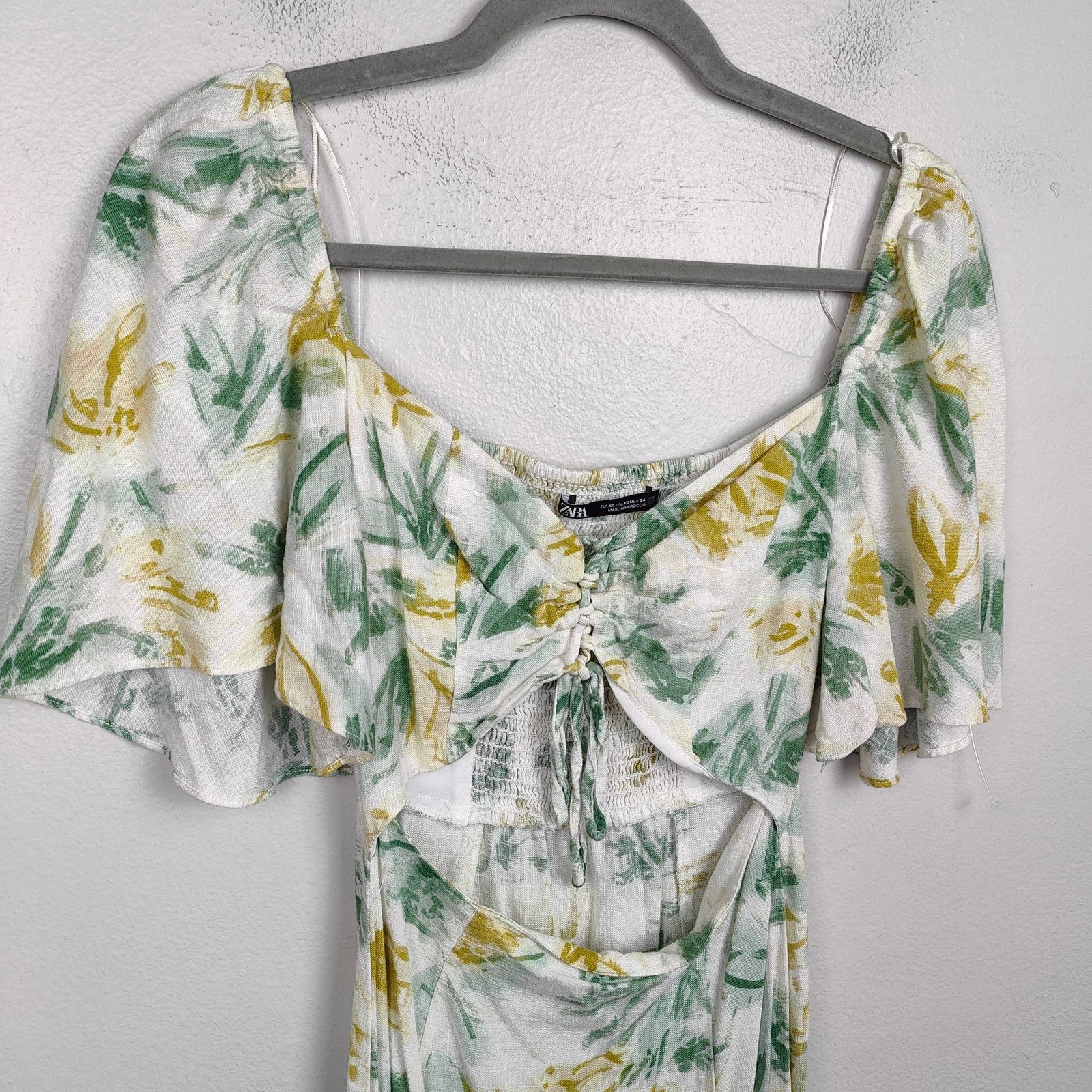 Zara Zara Cutout Midi Dress Women XS White Floral Print Beachy Size XS / US 0-2 / IT 36-38 - 2 Thumbnail