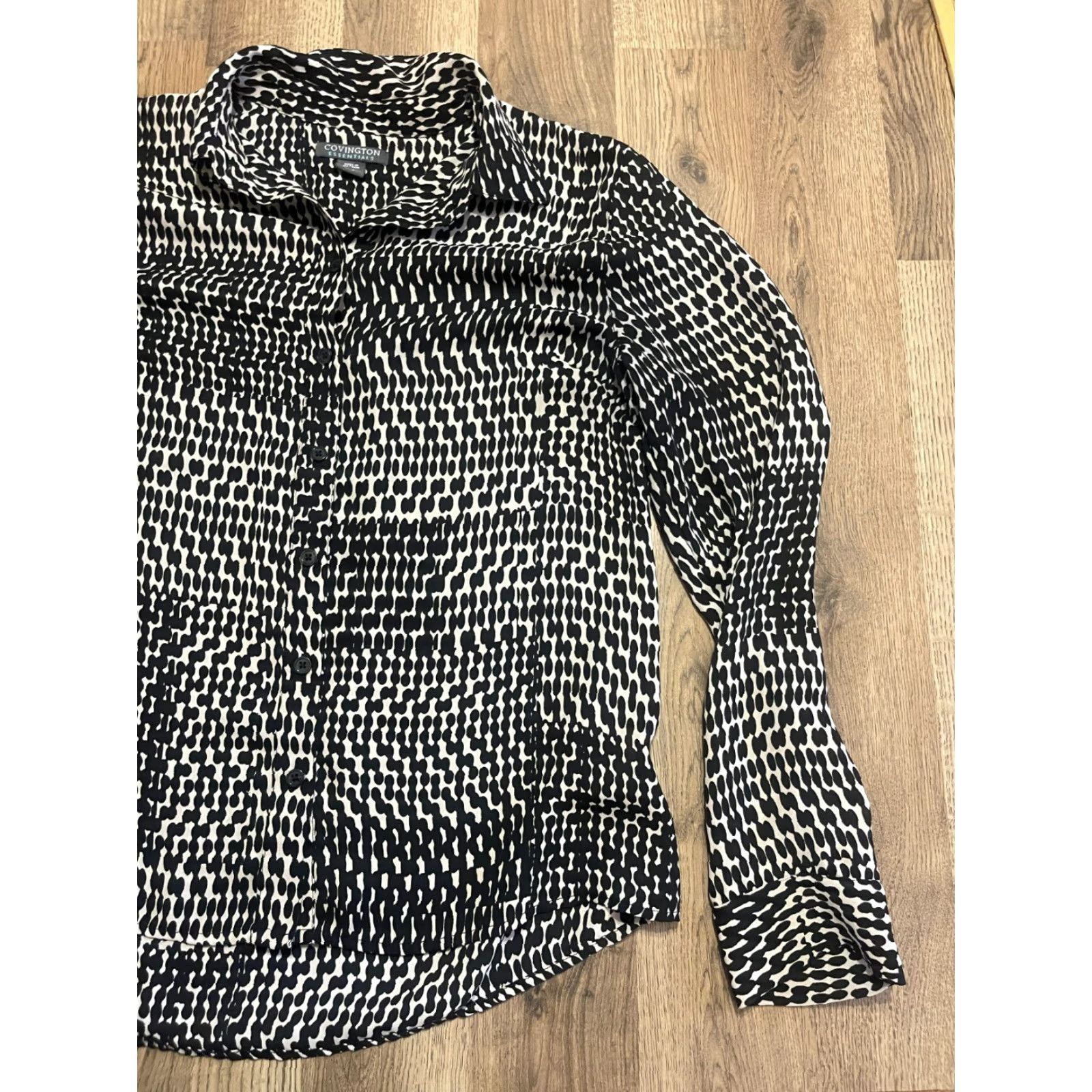 Gloverall Covington Blouse Women's Size Small Button-Up Black White Allover Print Shirt Size S / US 4 / IT 40 - 4 Thumbnail