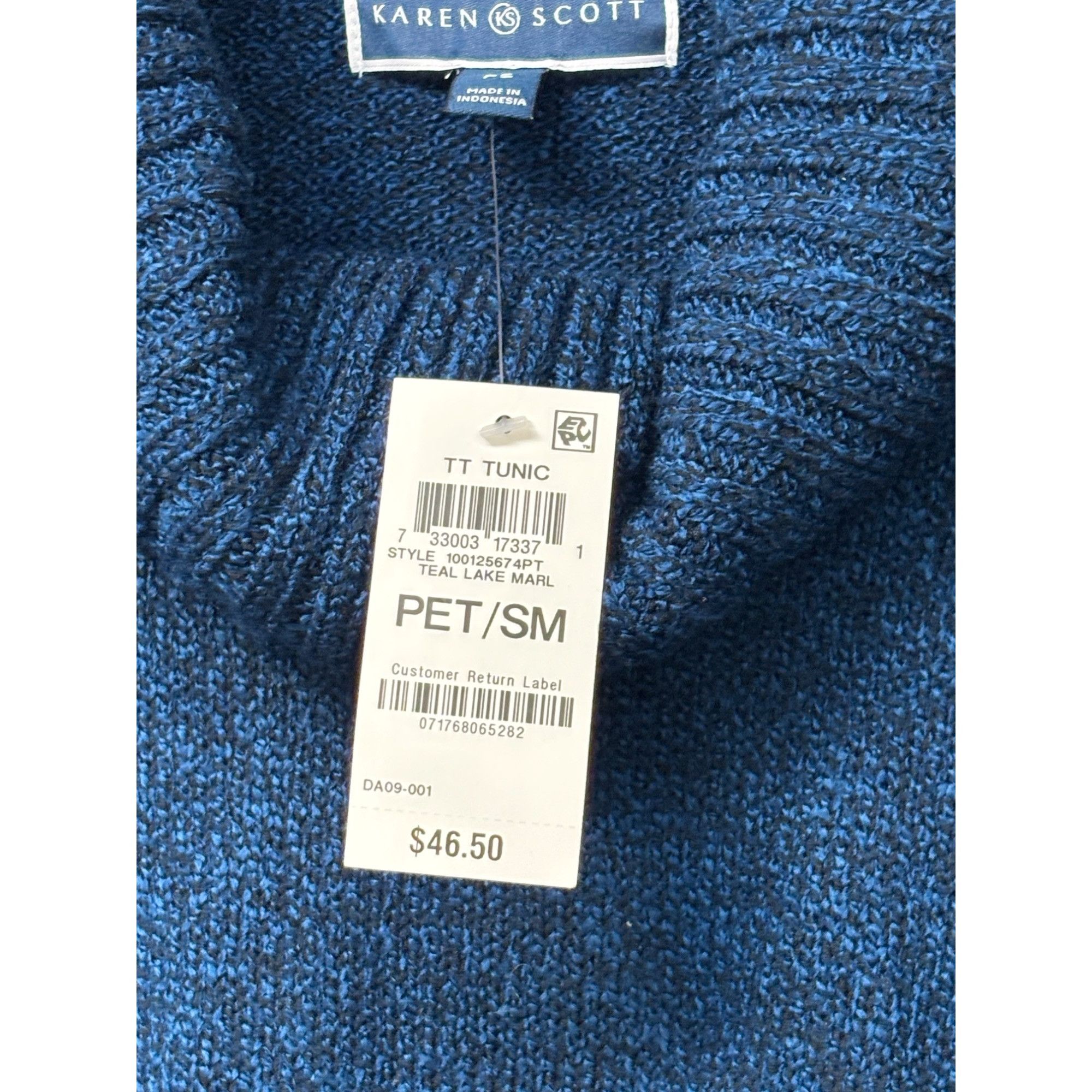 Other Karen Scott Women's Cowl Neck Tunic Sweater Teal Lake Marled Size ONE SIZE - 8 Thumbnail