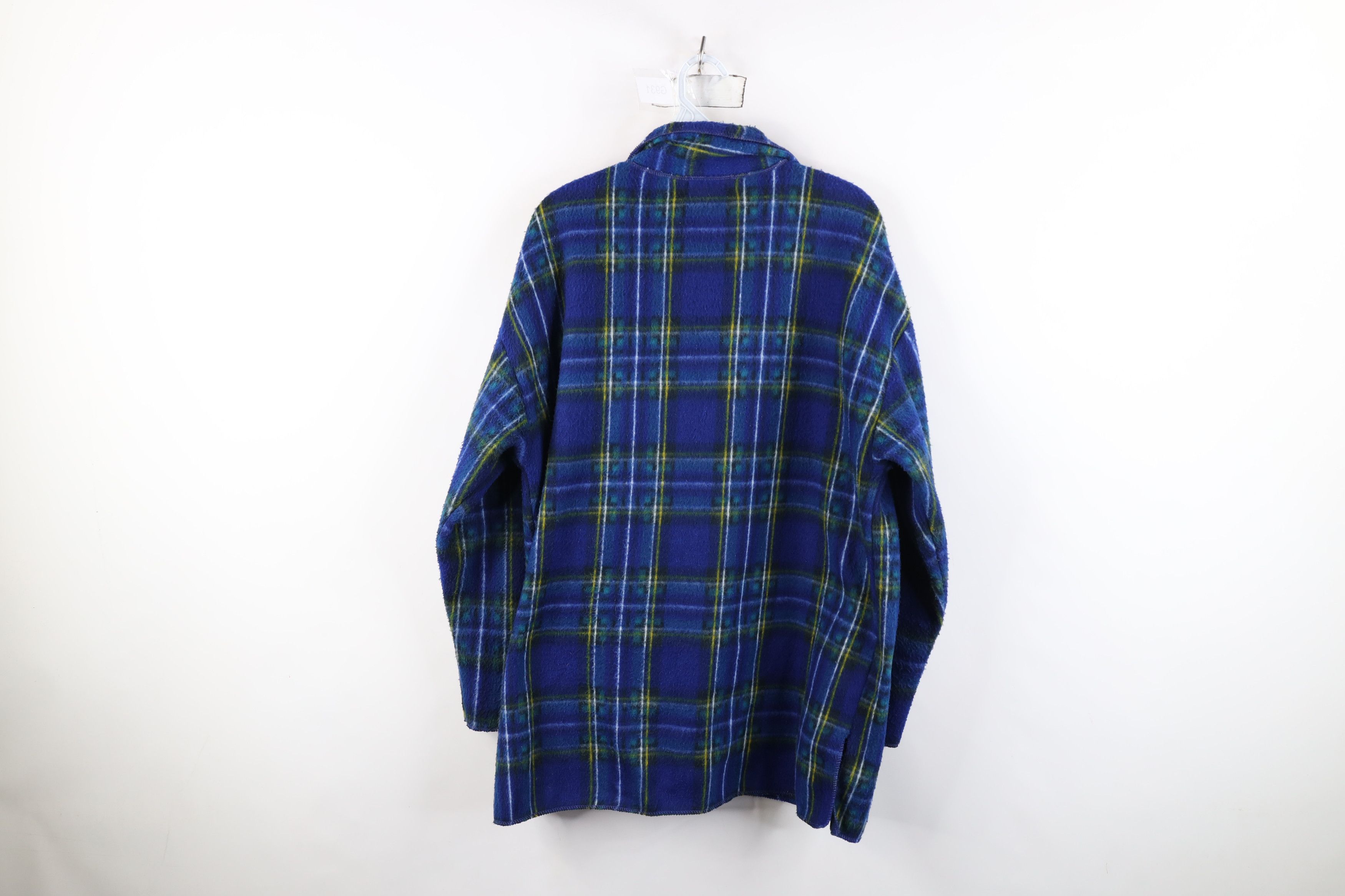 Vintage Vintage 90s Streetwear Fleece Collared Button Shirt Plaid Size L / US 10 / IT 46 - 10 Thumbnail