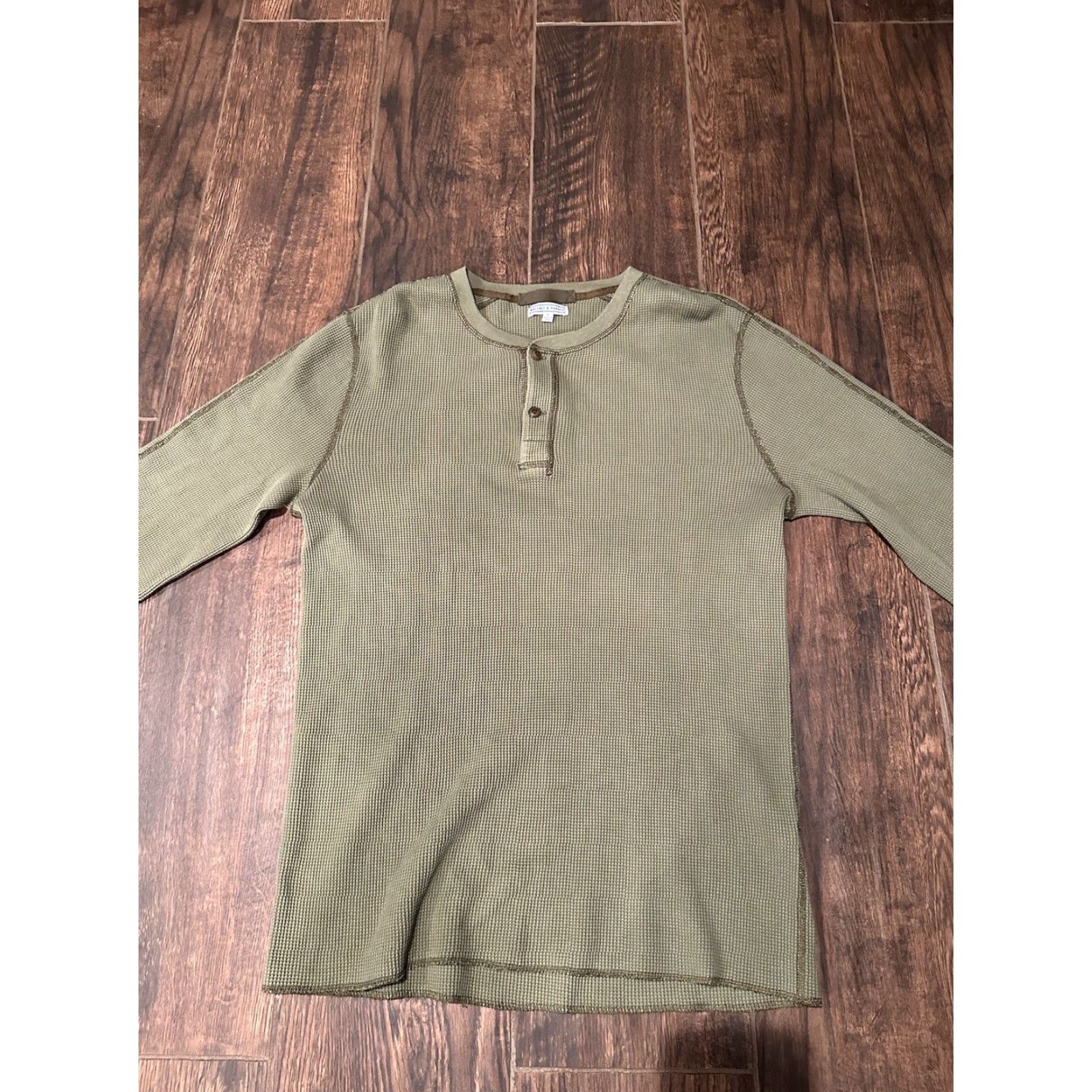 Wallace & Barnes NWT WALLACE & BARNES Mens Large Waffle Thermal Henley Shirt Green AD157 Size US L / EU 52-54 / 3 - 4 Thumbnail