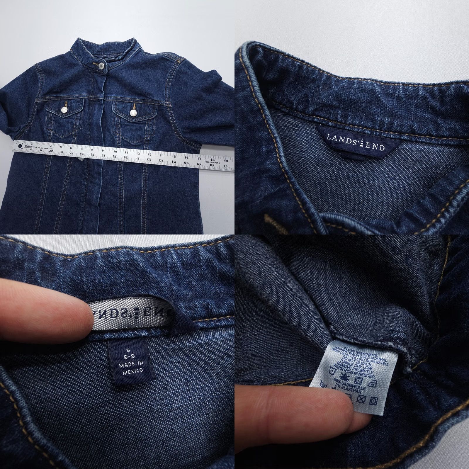Lands' End Lands' End Denim Jacket Womens Small Blue Trucker Crop Western Full Zip Y2K Dark Jeans Jacket Womens Small Blue Trucker Western Full Zip Y2K Dark Size S / US 4 / IT 40 - 8 Thumbnail