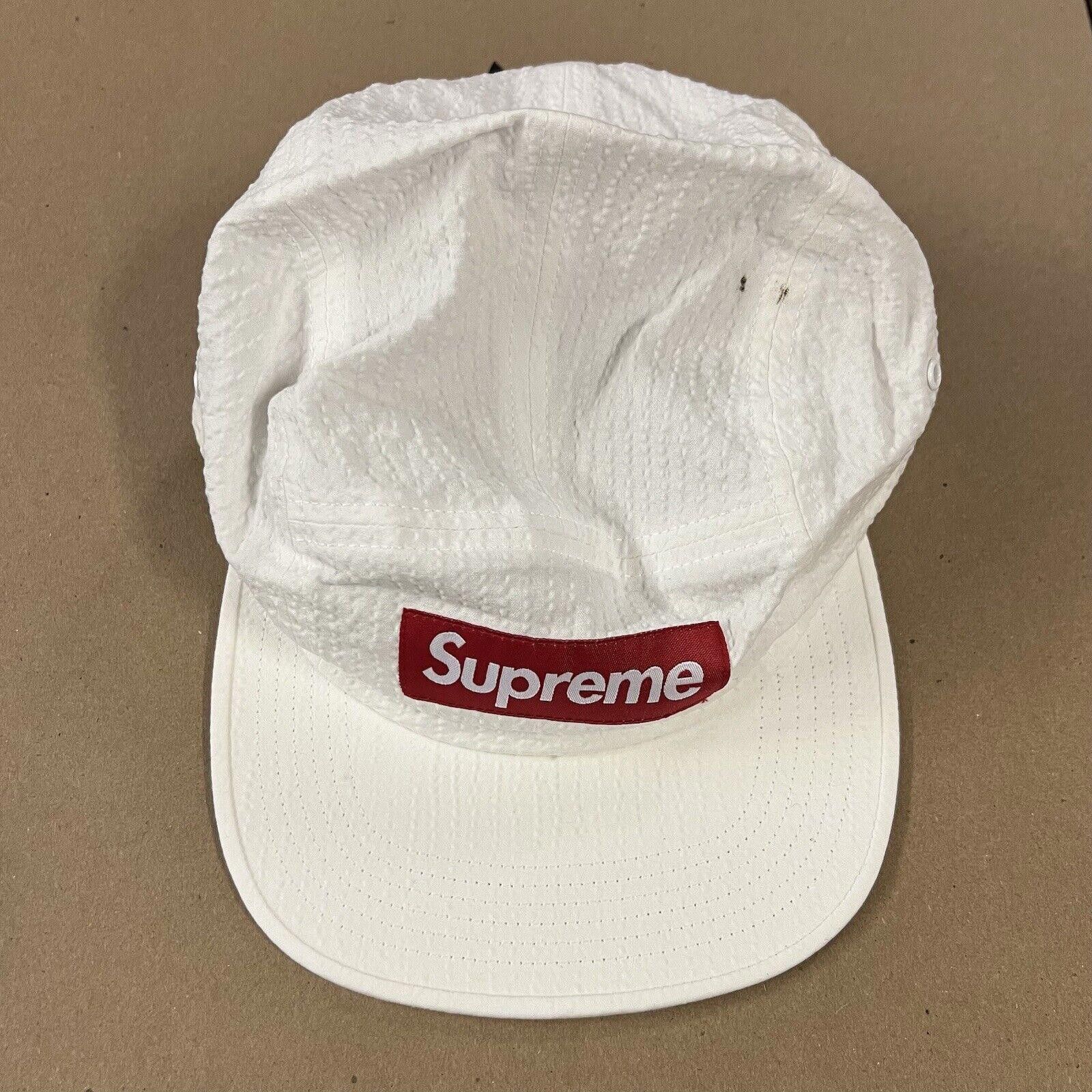 Supreme SS17 Supreme Seersucker White Red Box Logo 5 Panel Camp