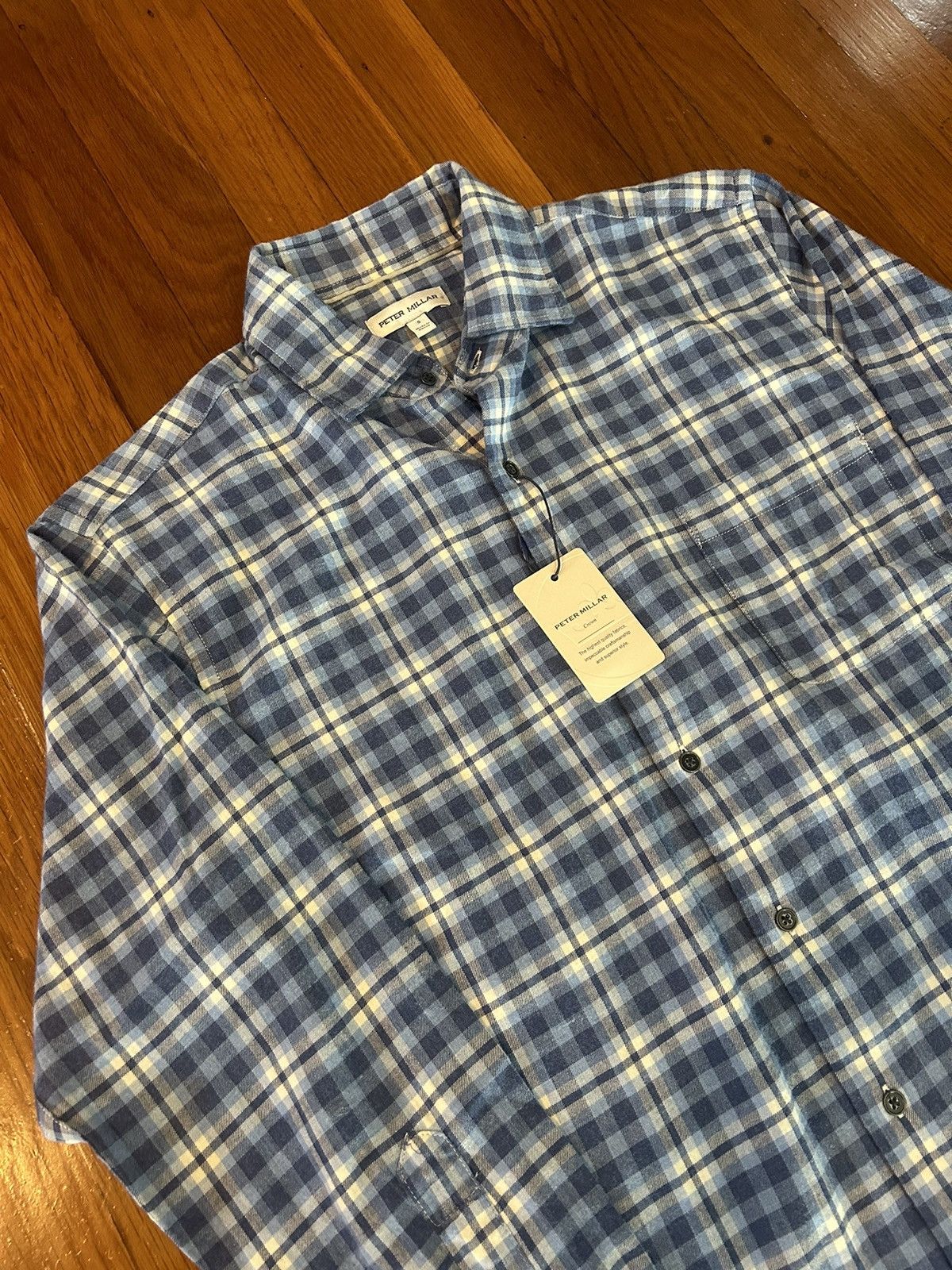 Peter Millar Peter Millar Crown Navy Blue Plaid Cotton Button Down Size US S / EU 44-46 / 1 - 2 Thumbnail