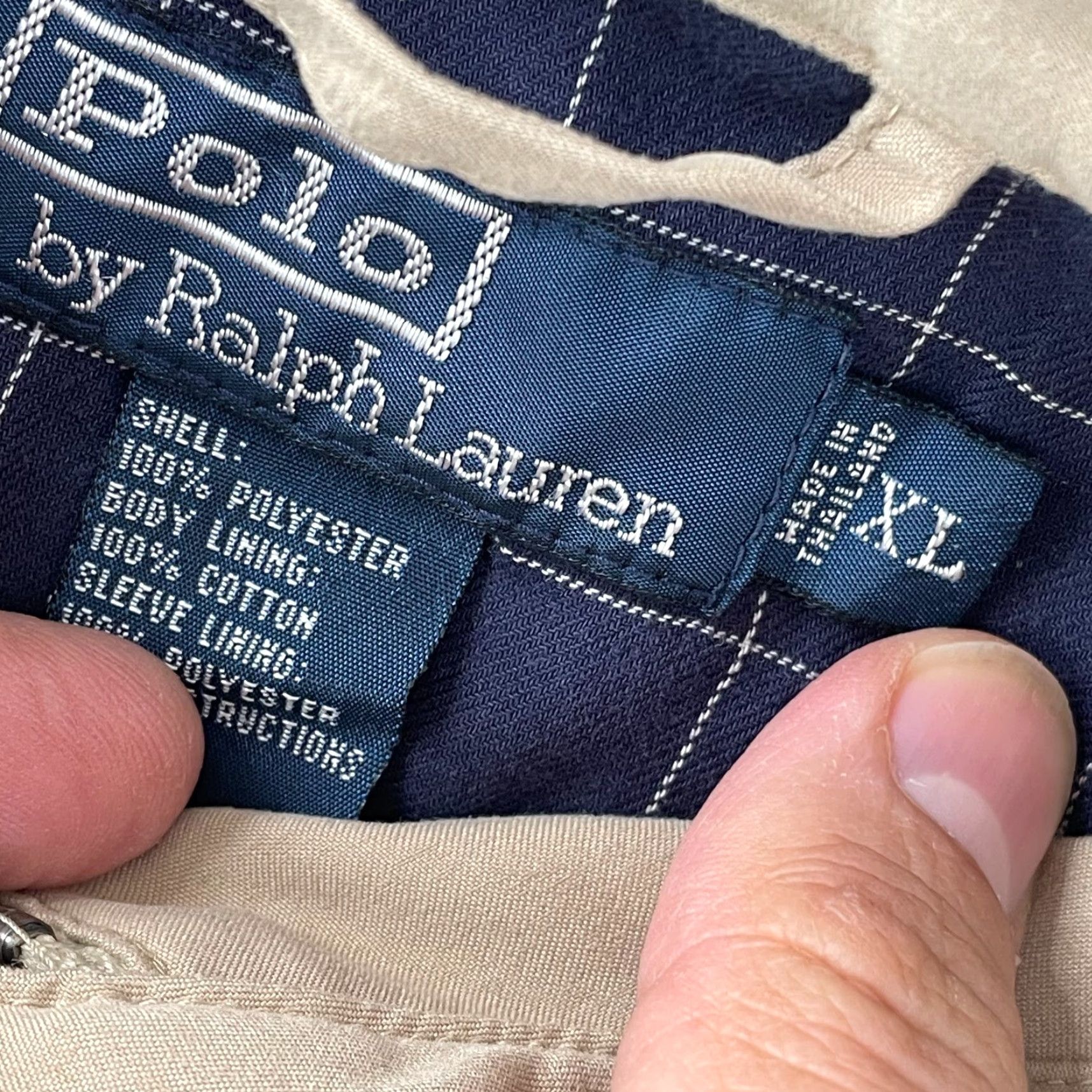 Polo Ralph Lauren Vintage Polo Ralph Lauren Bomber Jacket Men XL Beige Flannel Lined Zip Bi-Swing Chinstrap Embroidered Logo Zipper Mens Size US XL / EU 56 / 4 - 2 Thumbnail