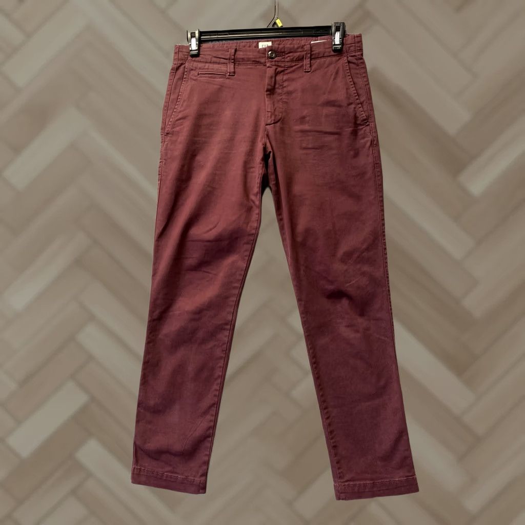 Gap Gap Chino Pants Mens 30x30 Maroon Cotton Casual Straight Size US 30 / EU 46 - 1 Thumbnail