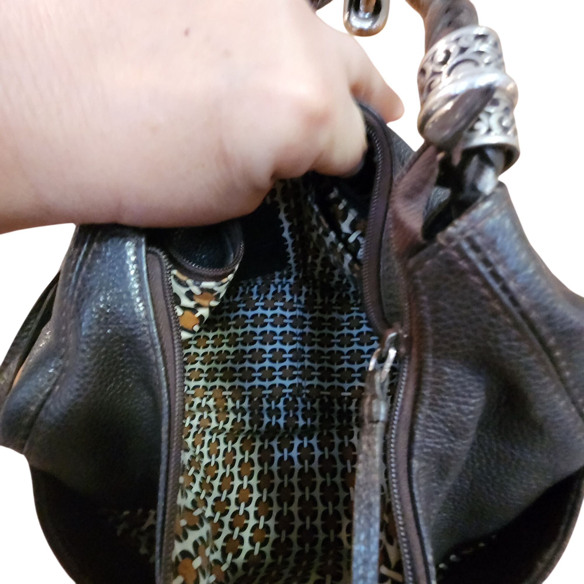 Brighton BRIGHTON Barbados Brown Pebbled Leather Hobo Shoulder Bag Wi Size ONE SIZE - 7 Thumbnail