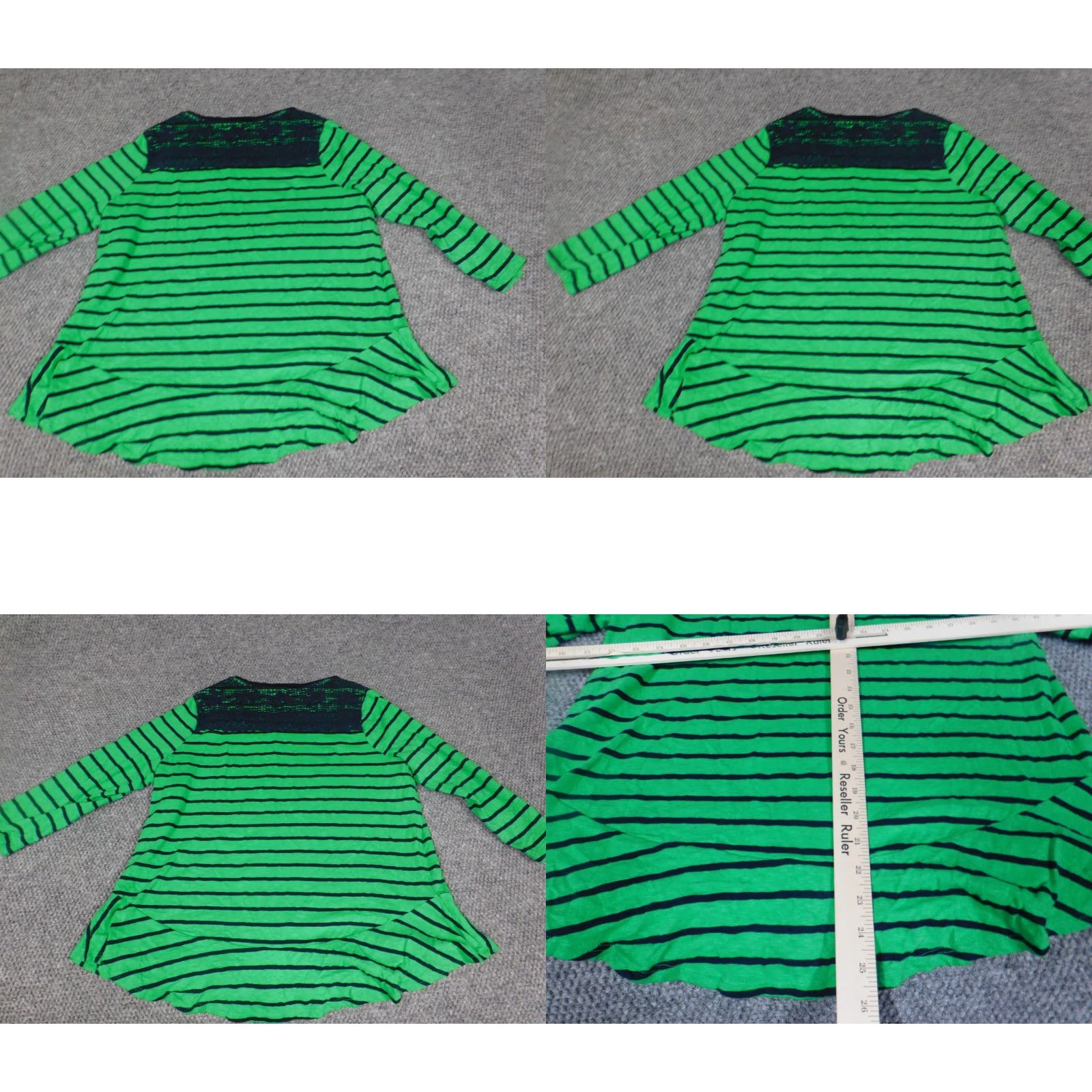 Vintage Crown & Ivy Blouse 1X Plus Green Striped Knit Crew Neck Pullover 3/4 Sleeve Casual Womens Size XL / US 12-14 / IT 48-50 - 8 Thumbnail
