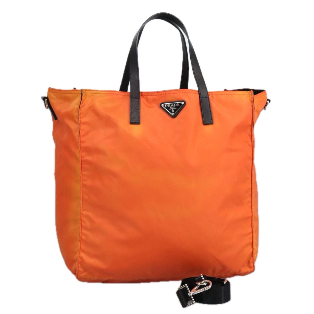 Prada Triangle Logo Orange Synthetic Tote Bag (Pre-Owned) Size ONE SIZE - 1 Thumbnail
