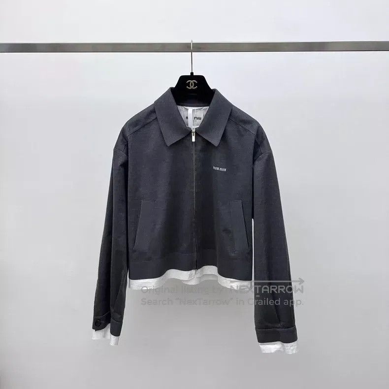 Miu Miu Miu Miu 40 Gray fake two-piece jacket coat Size L / US 10 / IT 46 - 2 Thumbnail