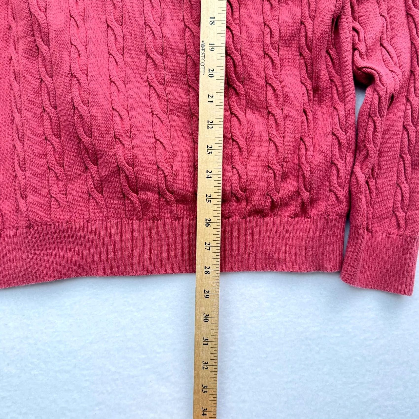 Brooks Brothers VINTAGE Brooks Brothers Men's XL Cable Knit Sweater Sweatshirt 90s Supima Cotton Red Crew Neck Pullover Knit Size US XL / EU 56 / 4 - 4 Thumbnail