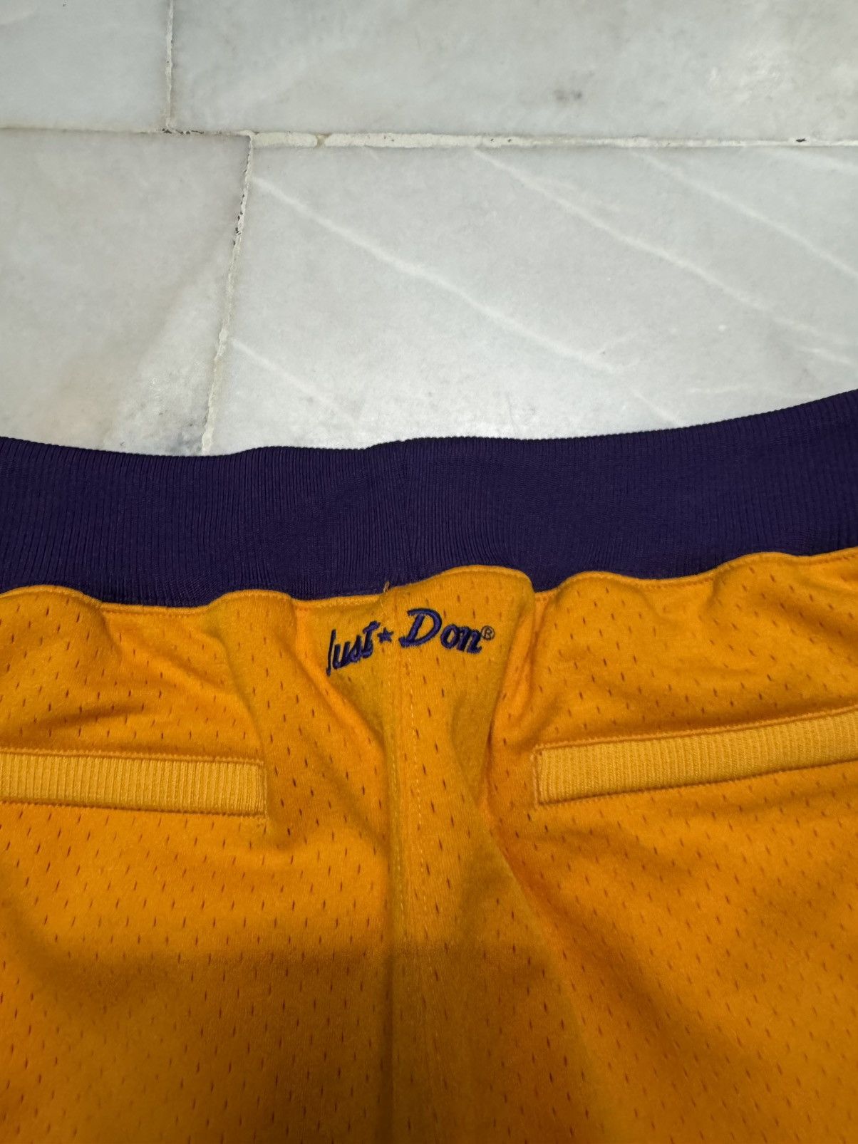 NBA 💥JUST x DOM MITCHELL & NESS LAKERS SHORT NBA JERSEY Size US 36 / EU 52 - 13 Thumbnail