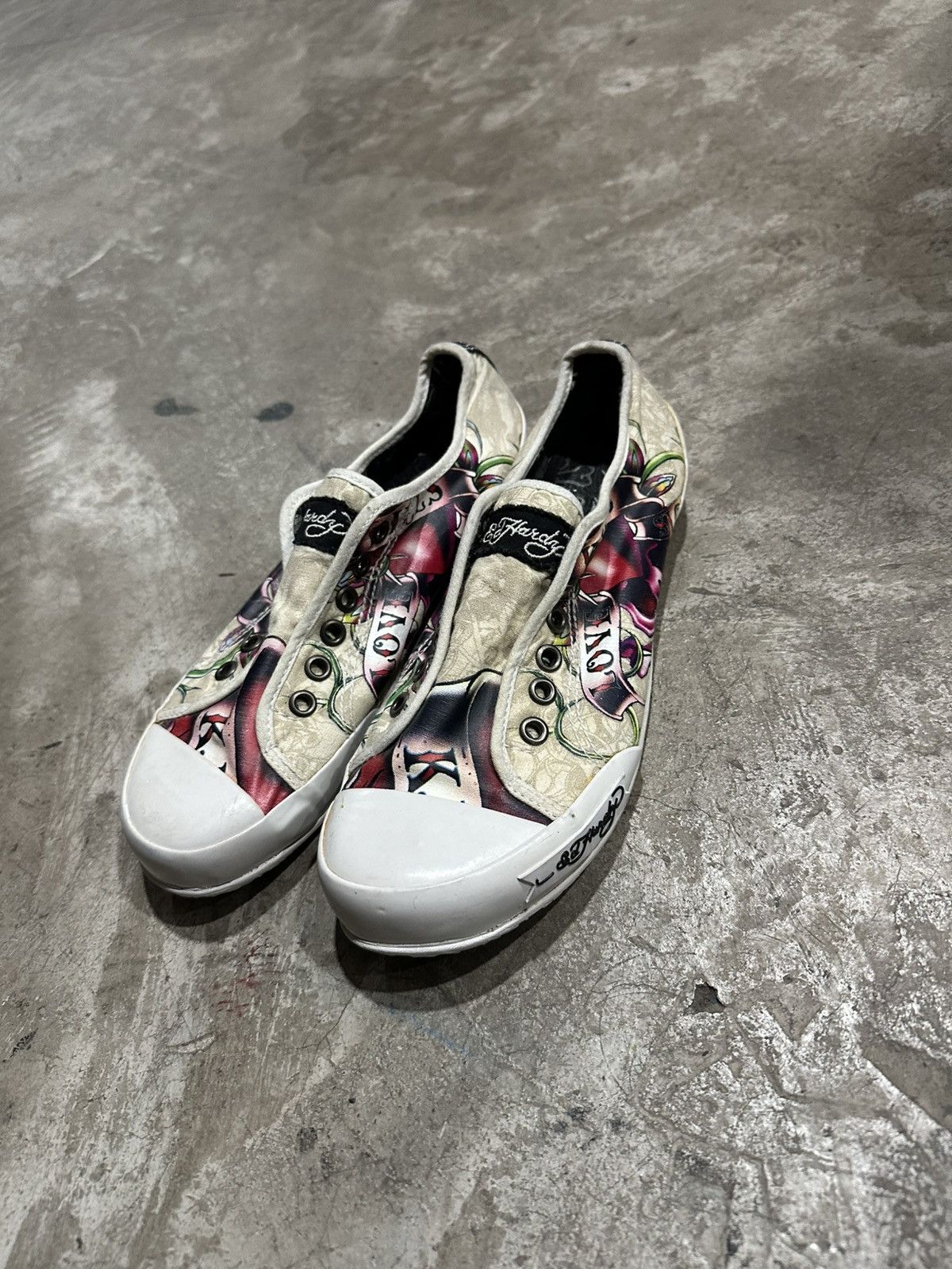 Ed Hardy Ed Hardy “Love Kills Slowly” Lowrise Slip-On Sneakers Size US 7 / IT 37 - 1 Thumbnail