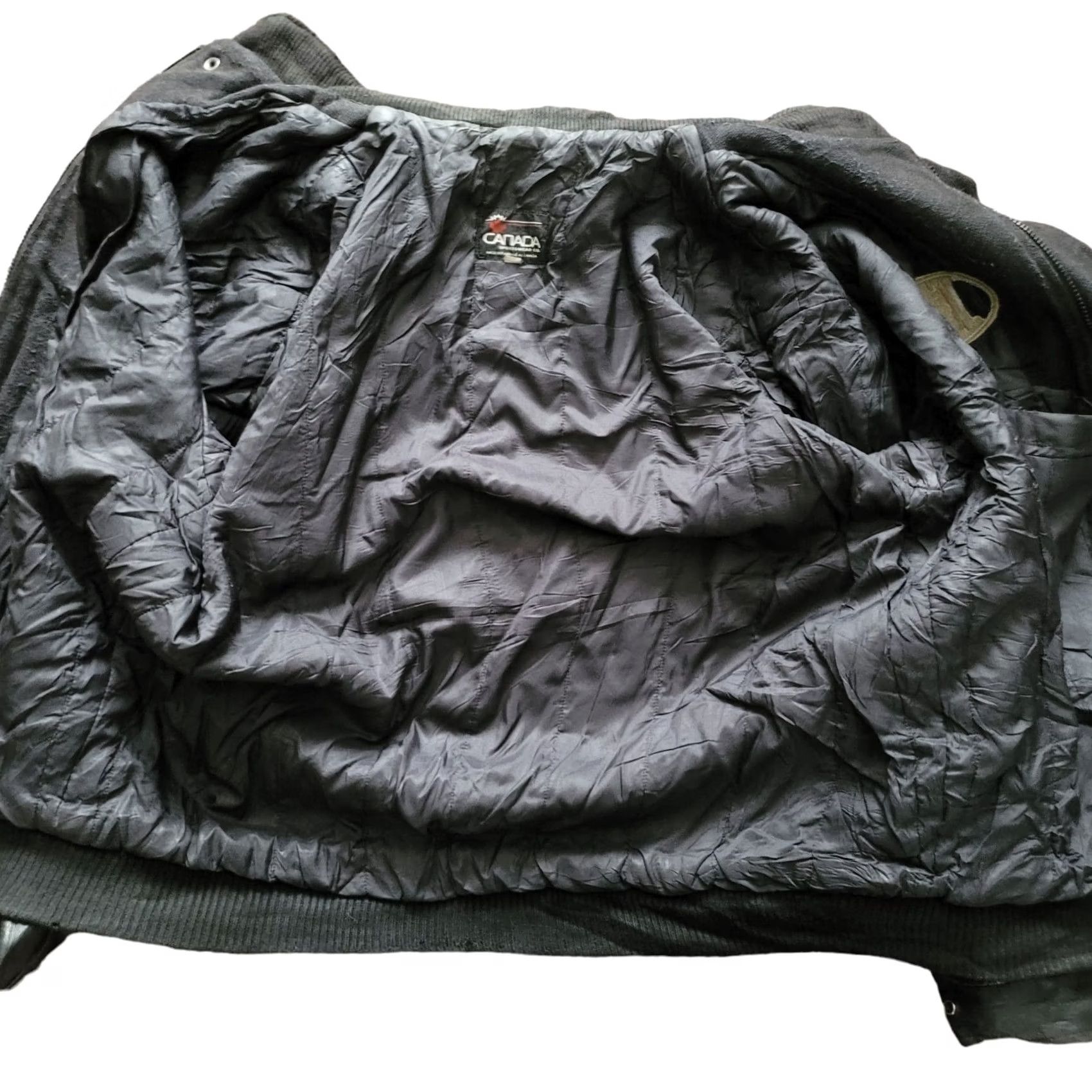 Vintage Canada Sportswear Mens Varsity Bomber Jacket XXL Black Leather Wool - Broken Zip - Vintage Style - Logo Size US XXL / EU 58 / 5 - 4 Thumbnail