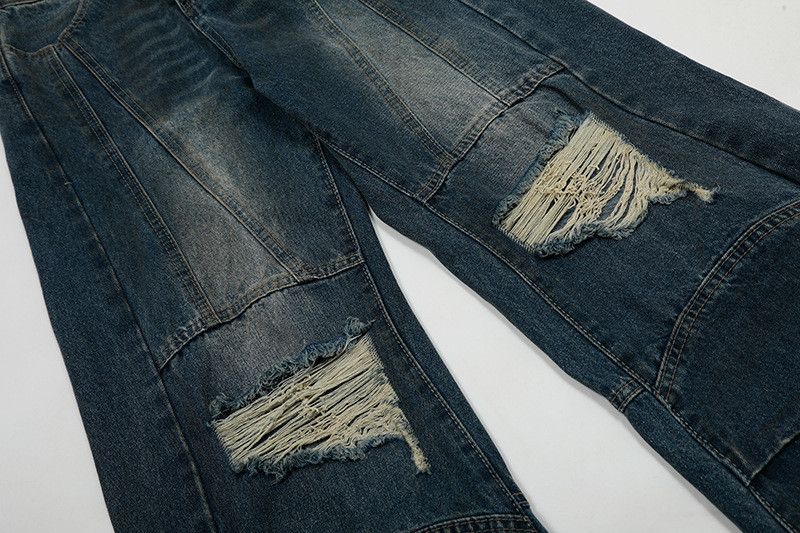 Vintage American retro distressed wide-leg ripped jeans Size US 32 / EU 48 - 4 Thumbnail