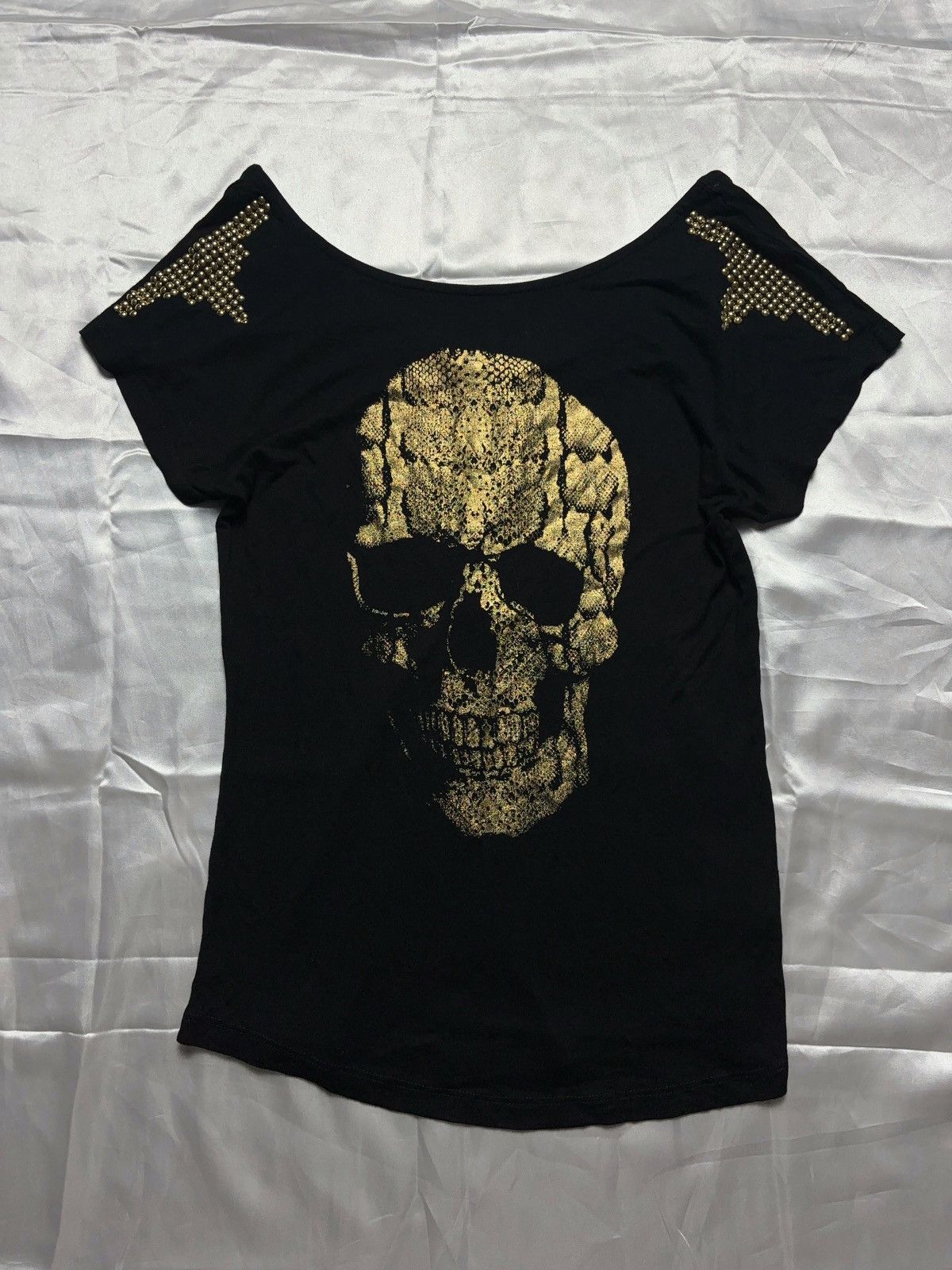 Japanese Brand × Vintage Skull printed vintage t-shirt zip up Philipp Plein style Size S / US 4 / IT 40 - 1 Thumbnail