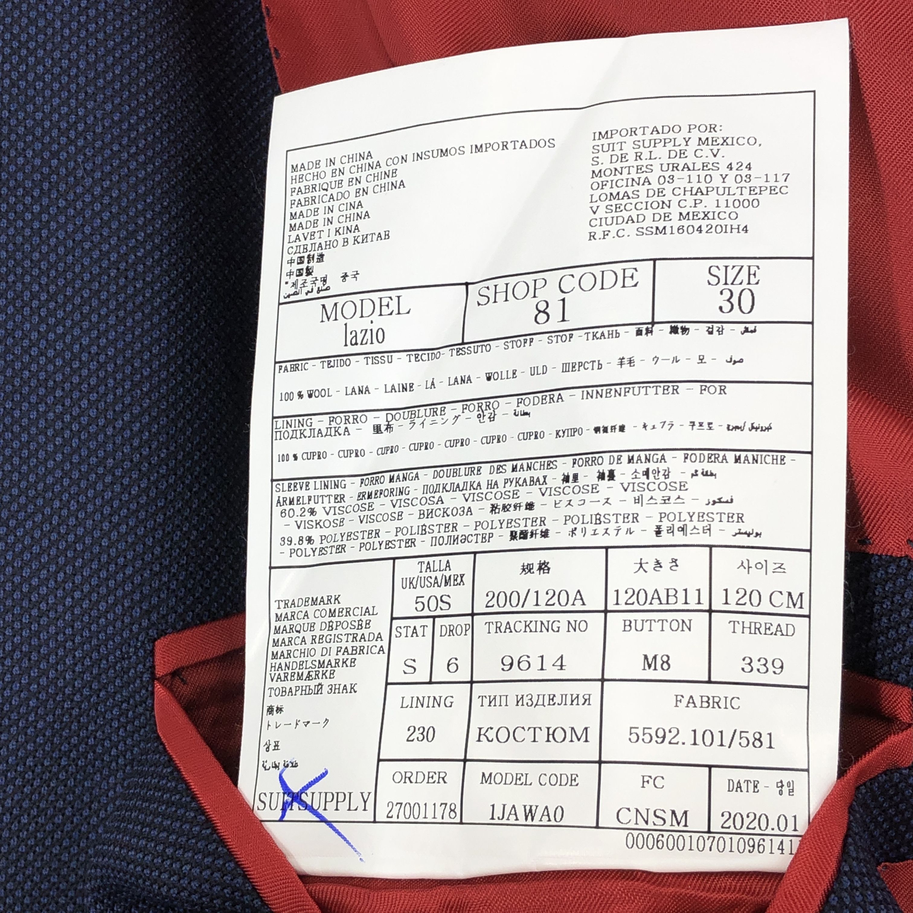 Suitsupply Lazio Pure Wool Blazer Size 4XL (EU:30; UK:50; US:50S) Size 50S - 9 Thumbnail