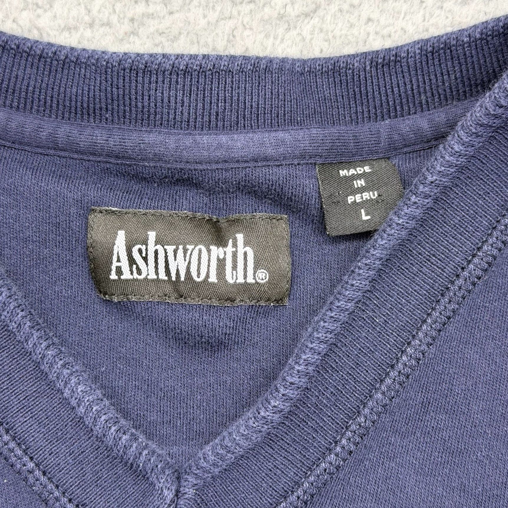 Vintage Ashworth 104 Mens Large Sleeveless V-Neck Blue Cotton Sweater Vest AM 5120BSB Size US L / EU 52-54 / 3 - 5 Thumbnail