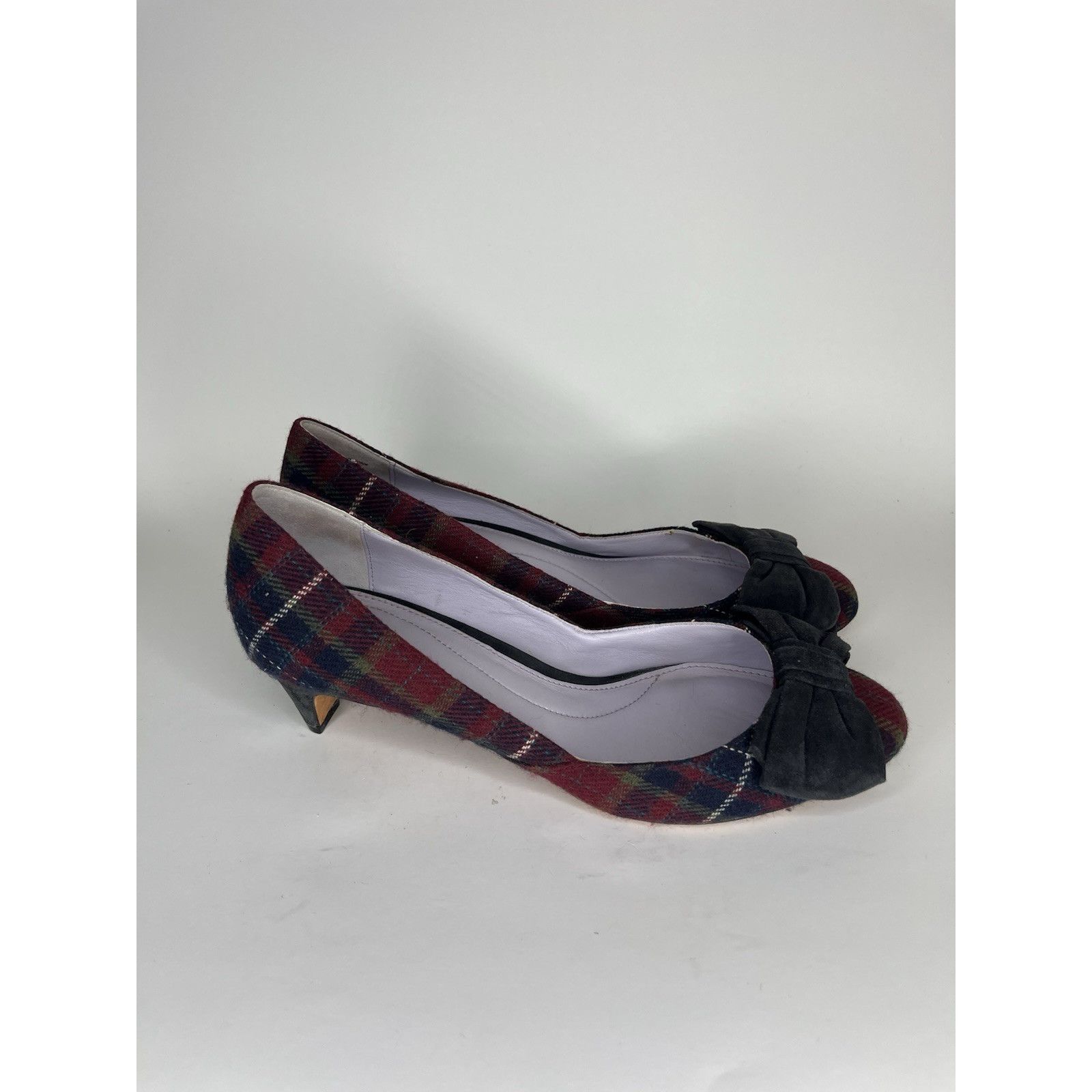 Johnston & Murphy Johnston & Murphy Red Plaid Blue Bow Round Toe Pumps Heels W Size US 10 / IT 40 - 3 Thumbnail