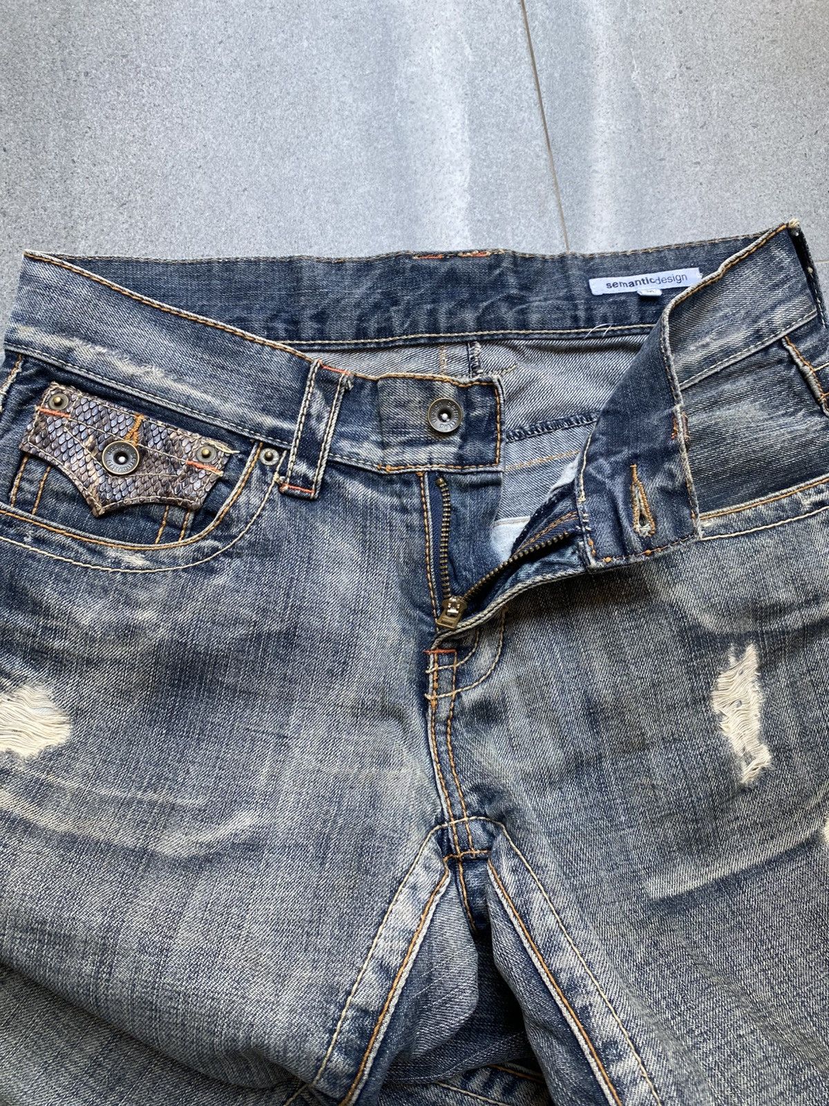 Tornado Mart Semantic Design Python Detail Distressed Bootcut Denim Jeans Size US 32 / EU 48 - 6 Thumbnail