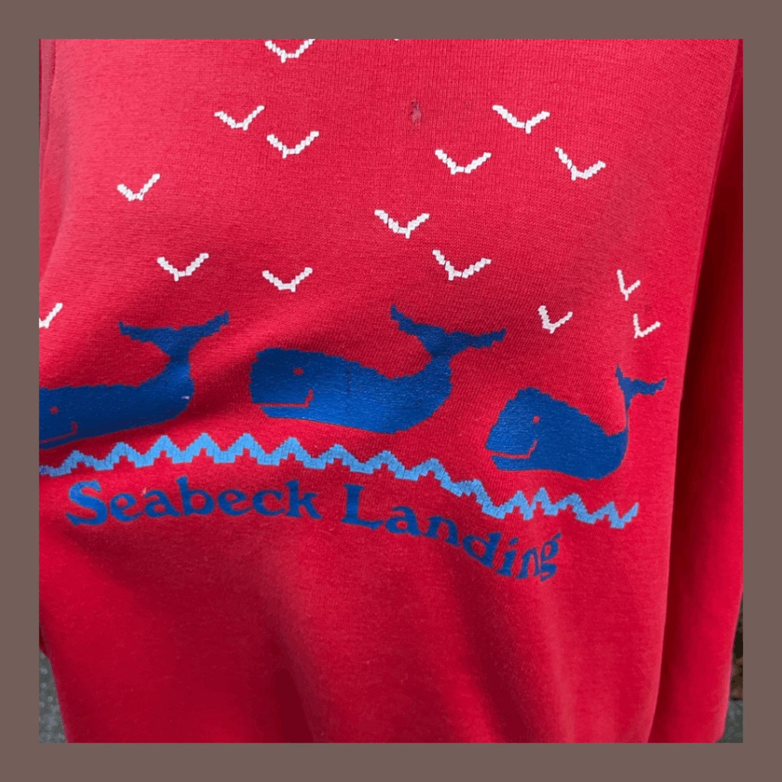 Jerzees × Vintage VTG Graphic Sweatshirt | Jerzees Red Whale Print | 80s USA Size M / US 6-8 / IT 42-44 - 3 Thumbnail