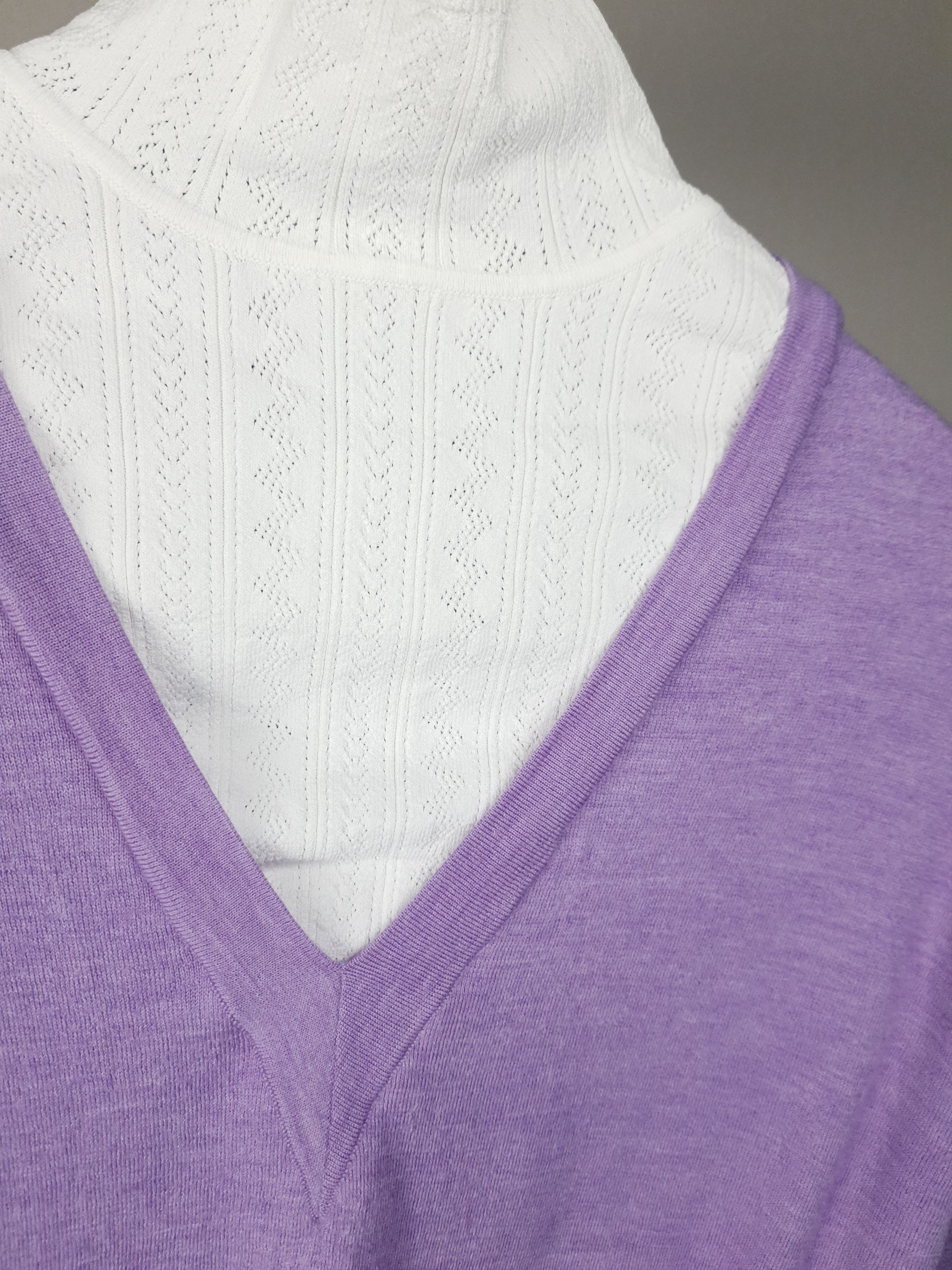 Sandro Classic Retro Style Purple V-Neck Lace Neck Sweater Size S / US 4 / IT 40 - 3 Thumbnail